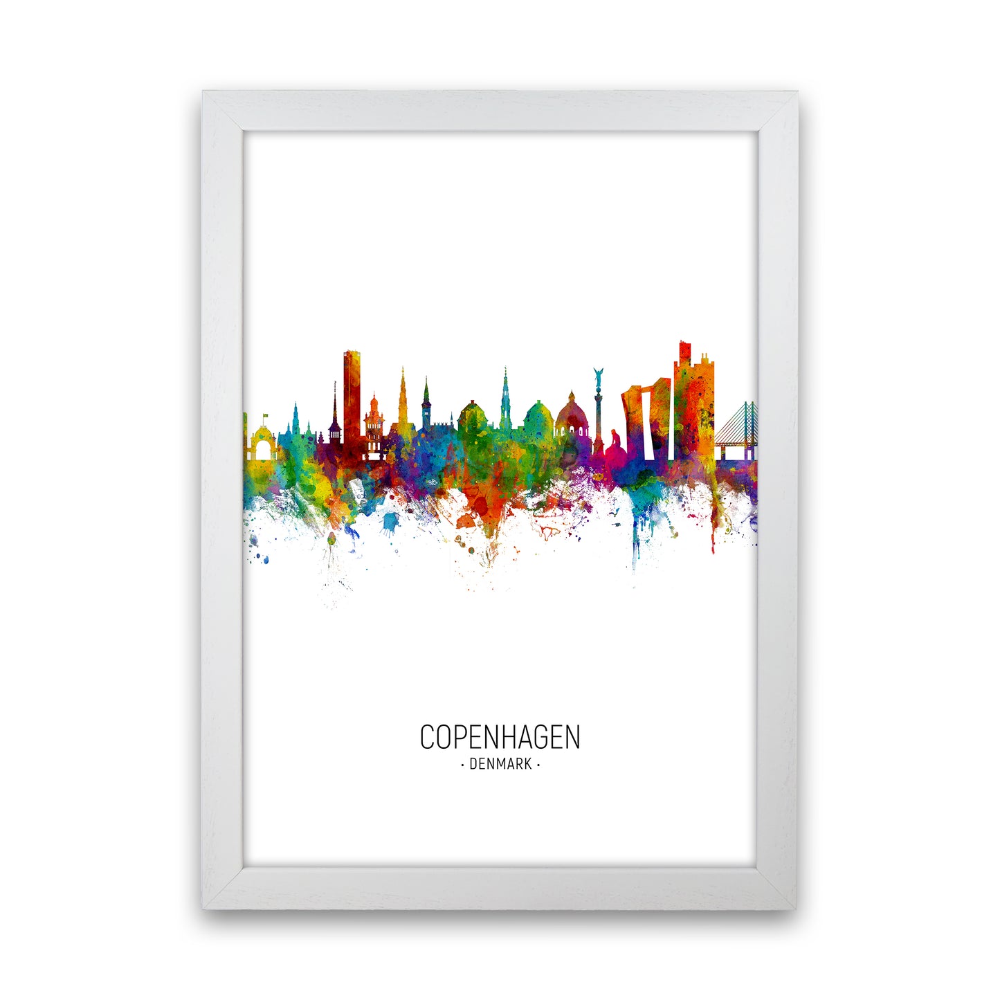 Copenhagen Denmark Skyline Portrait Art Print by Michael Tompsett White Grain
