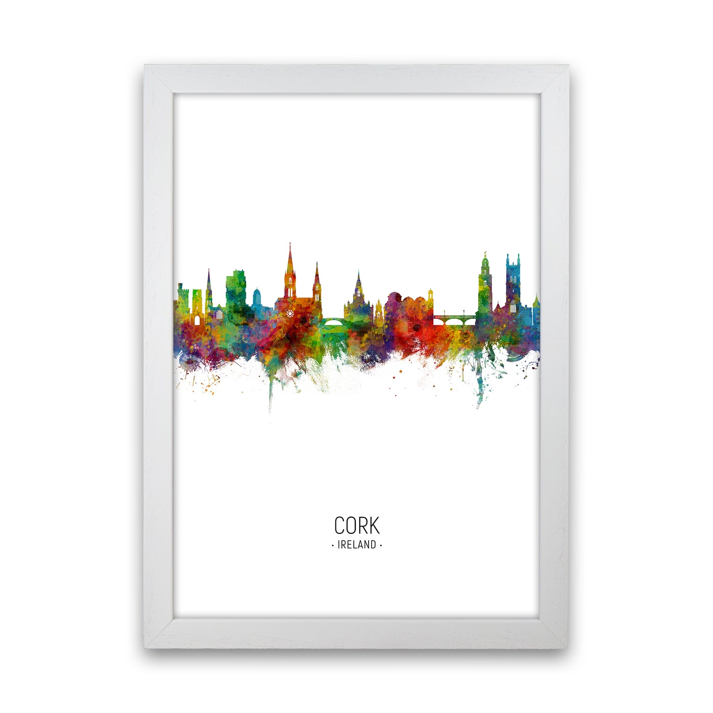 Cork Ireland Skyline Portrait Art Print by Michael Tompsett White Grain