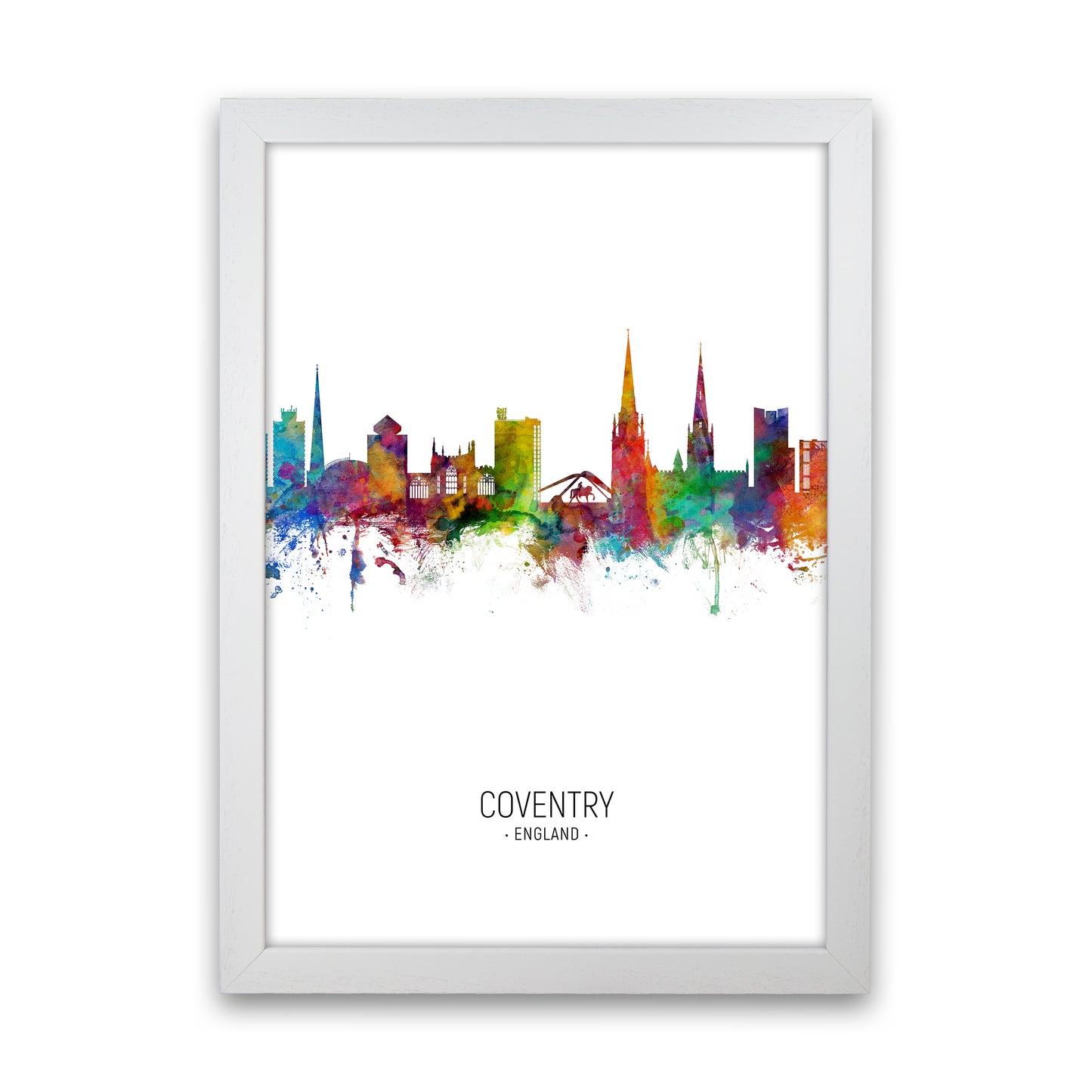 Coventry England Skyline Portrait Art Print by Michael Tompsett White Grain