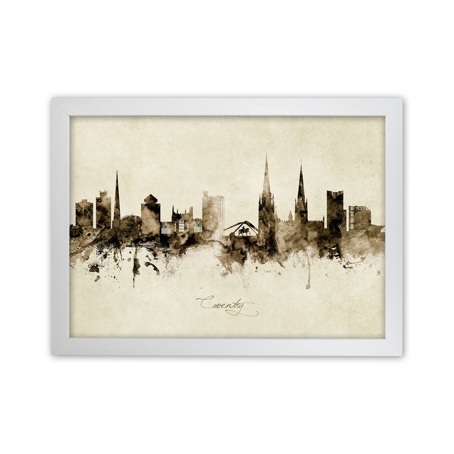 Coventry England Skyline Vintage Art Print by Michael Tompsett White Grain