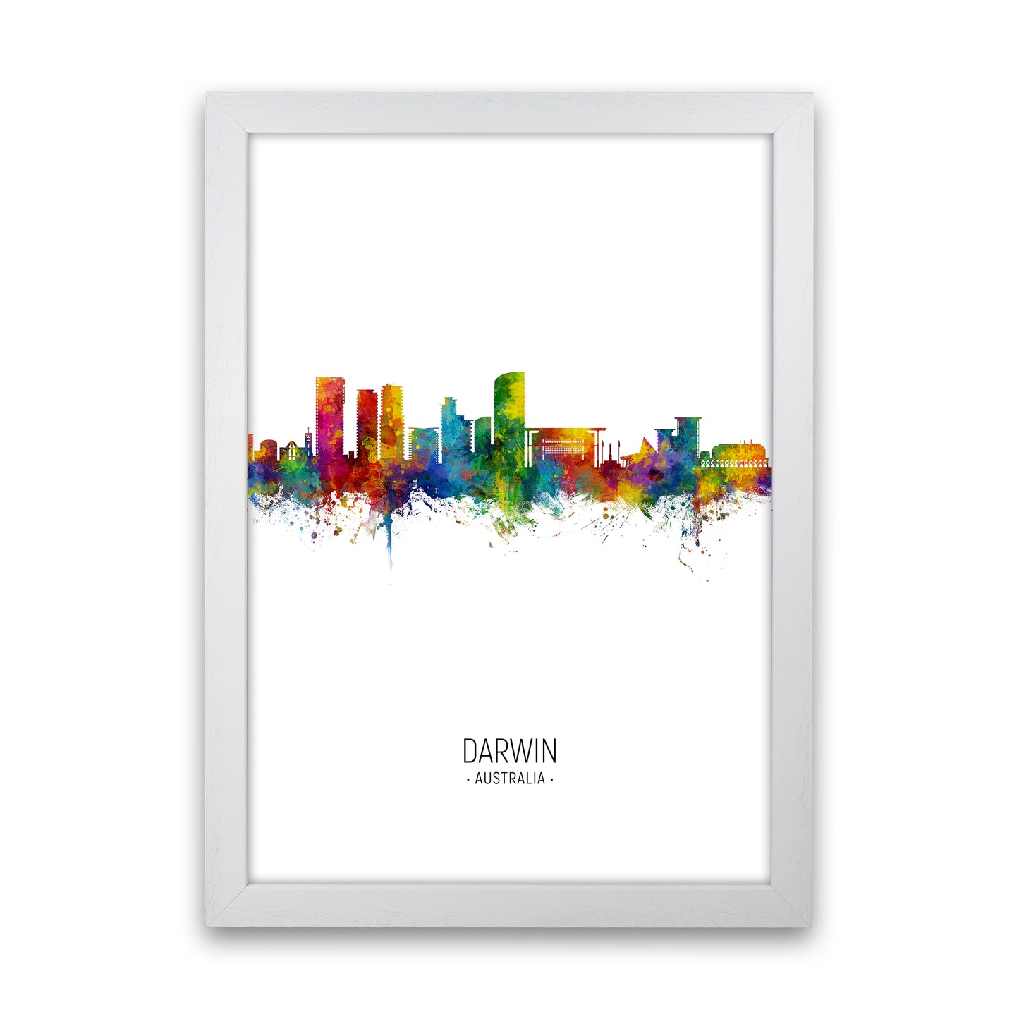 Darwin Australia Skyline Portrait Art Print by Michael Tompsett White Grain