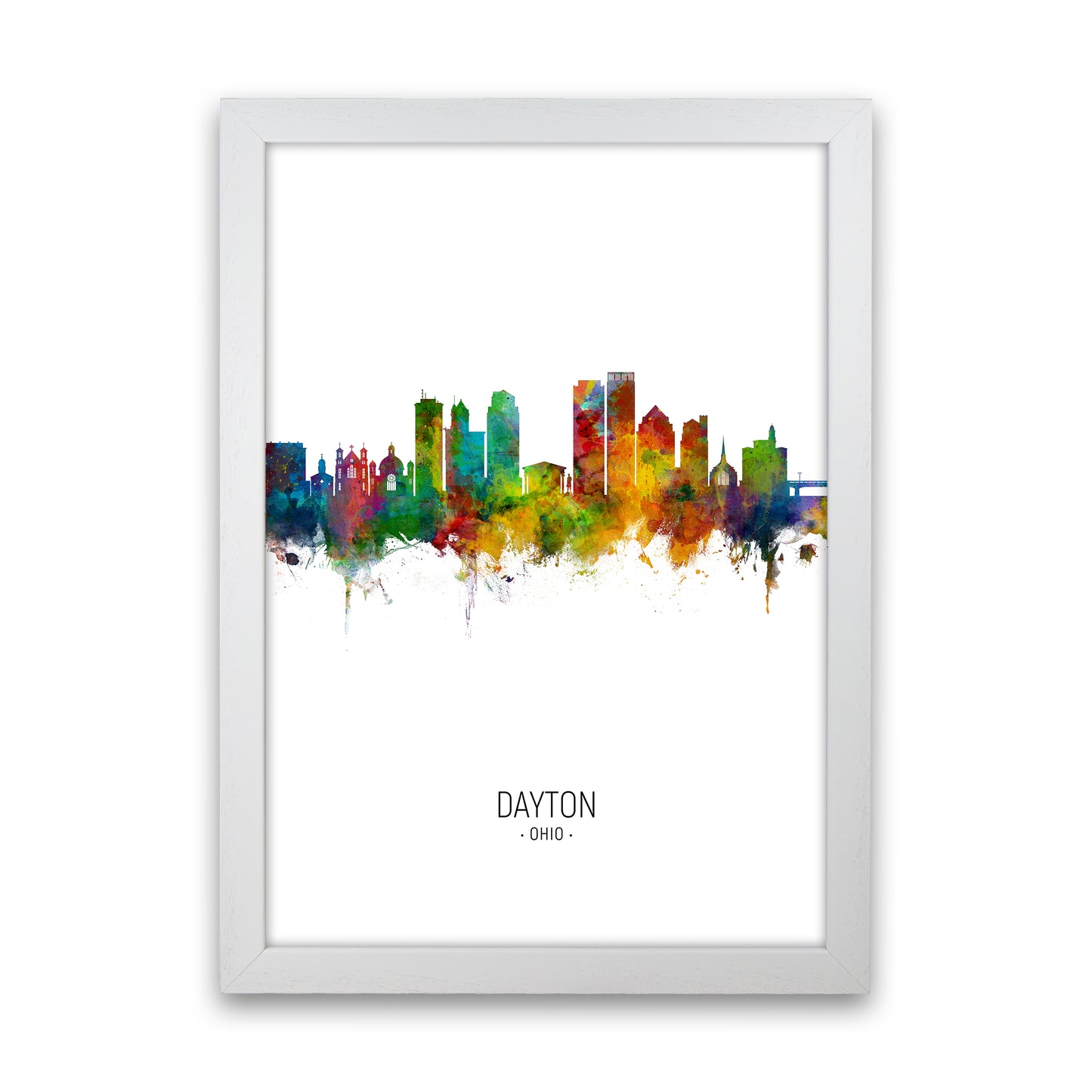 Dayton Ohio Skyline Portrait Art Print by Michael Tompsett White Grain