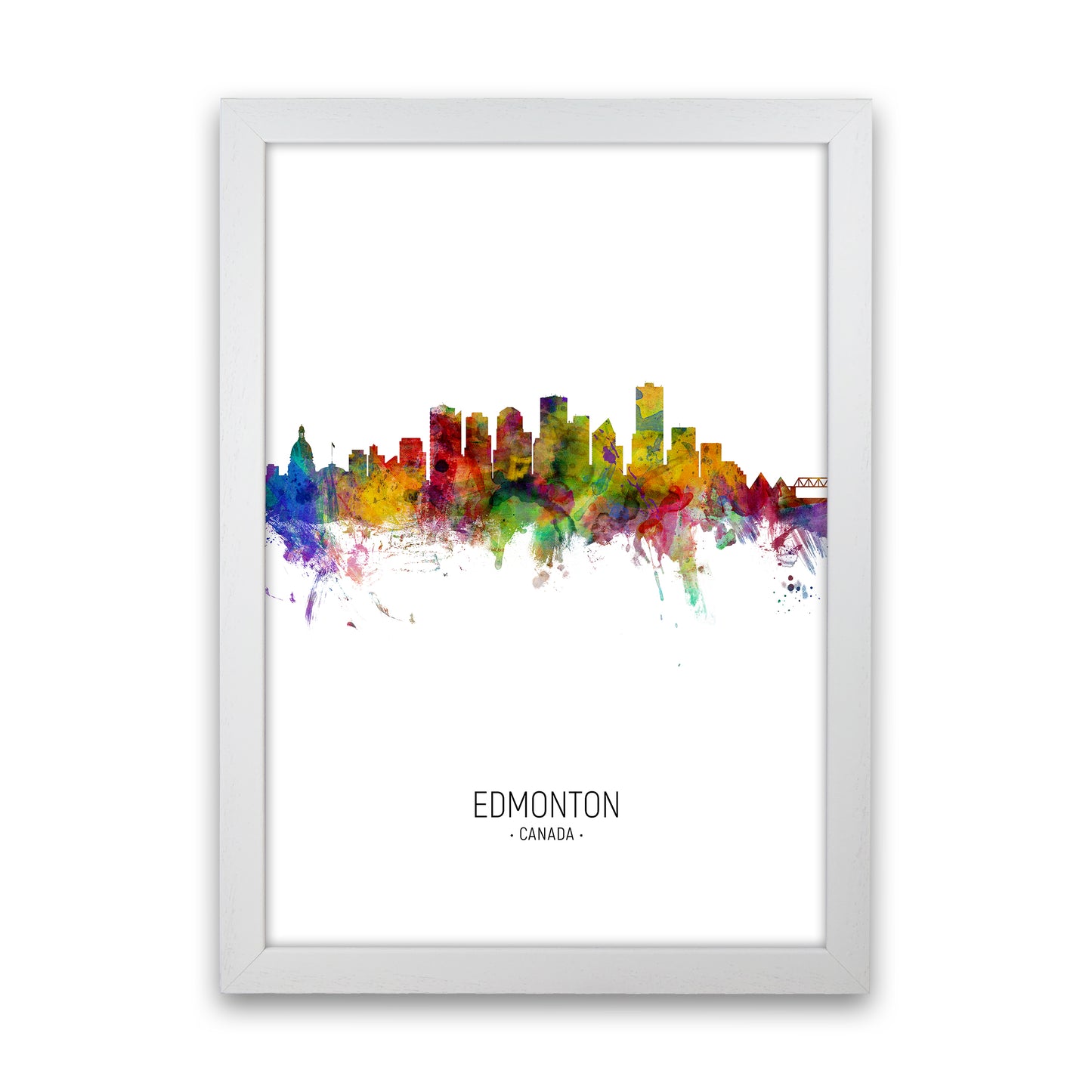 Edmonton Canada Skyline Portrait Art Print by Michael Tompsett White Grain