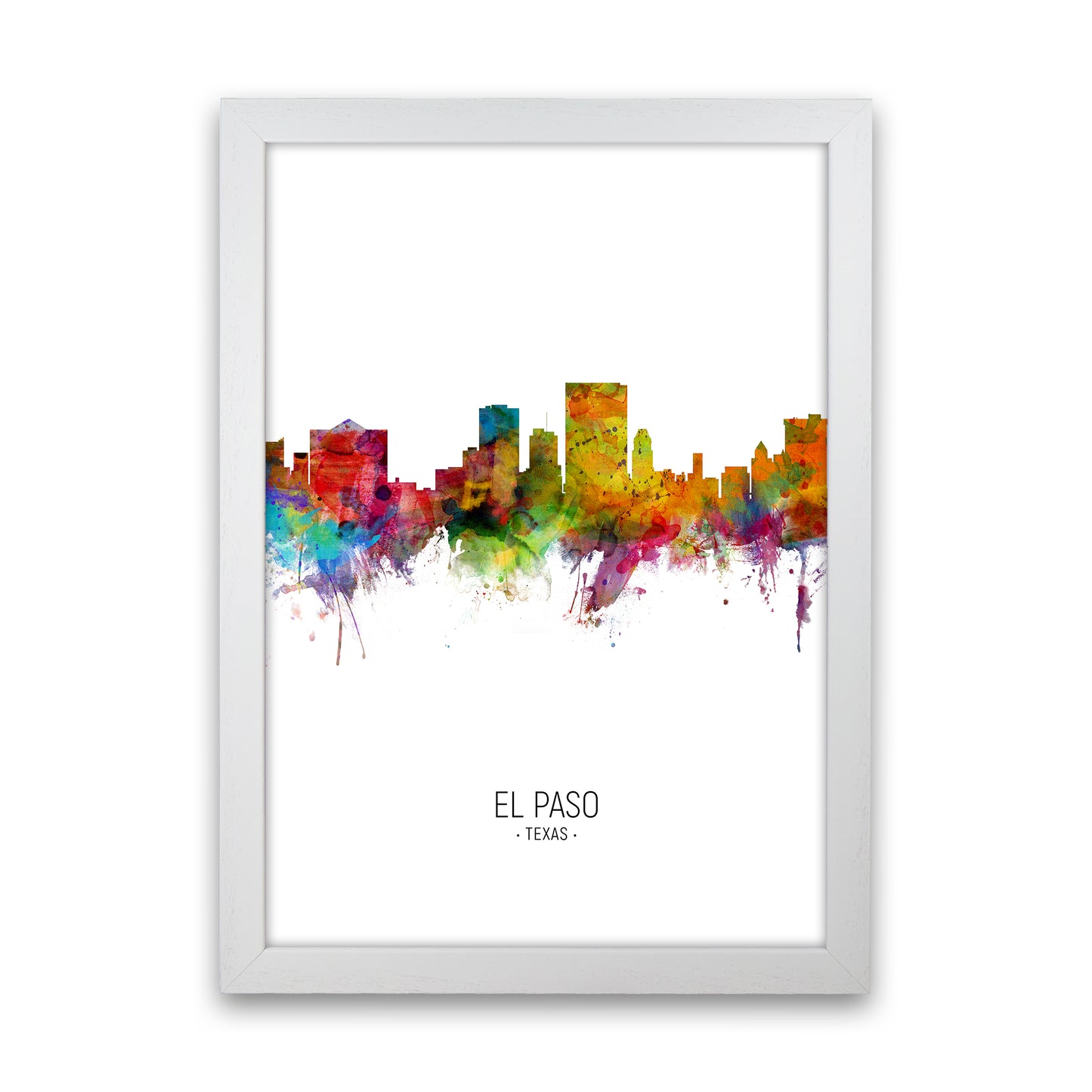 El Paso Texas Skyline Portrait Art Print by Michael Tompsett White Grain