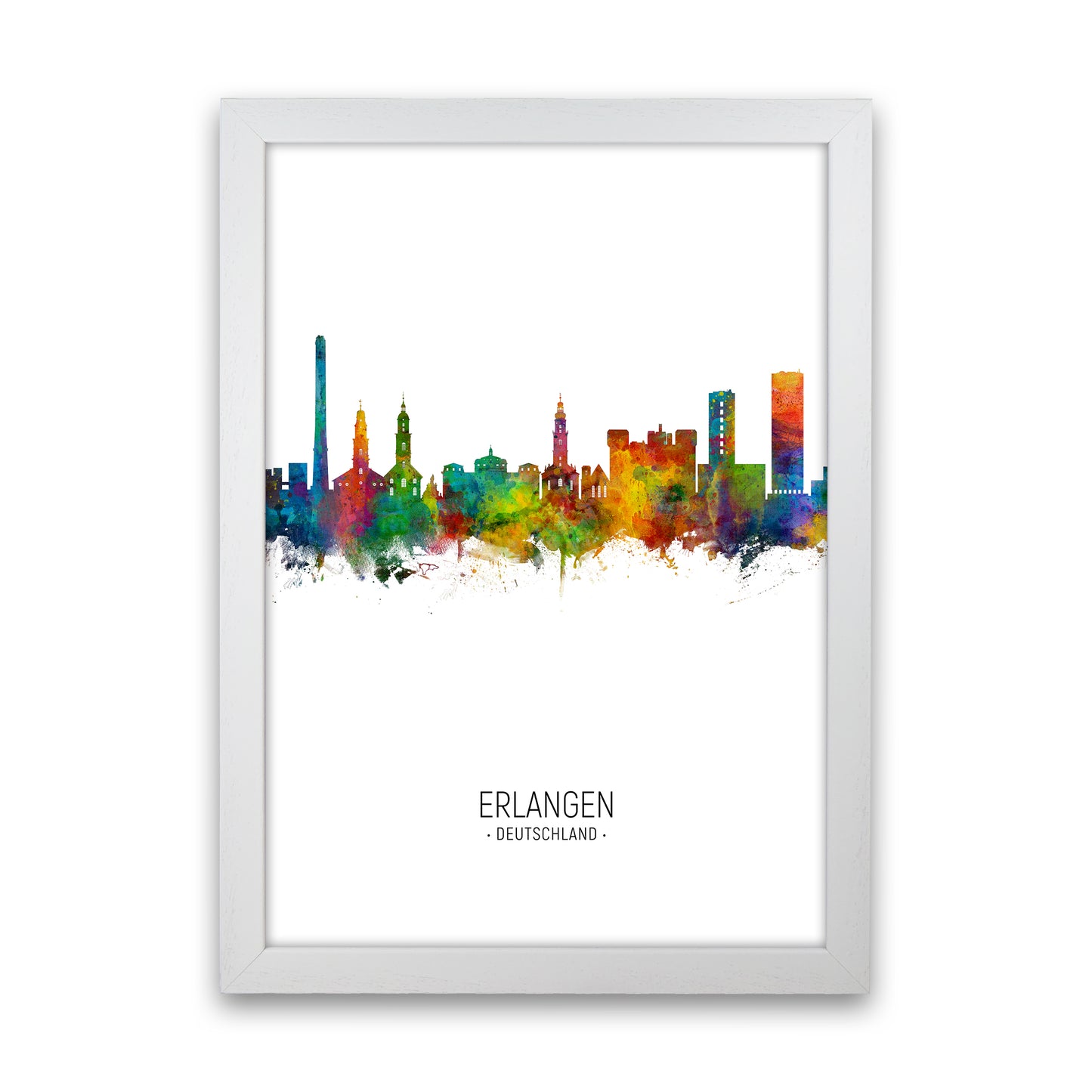 Erlangen Germany Skyline Portrait Art Print by Michael Tompsett White Grain