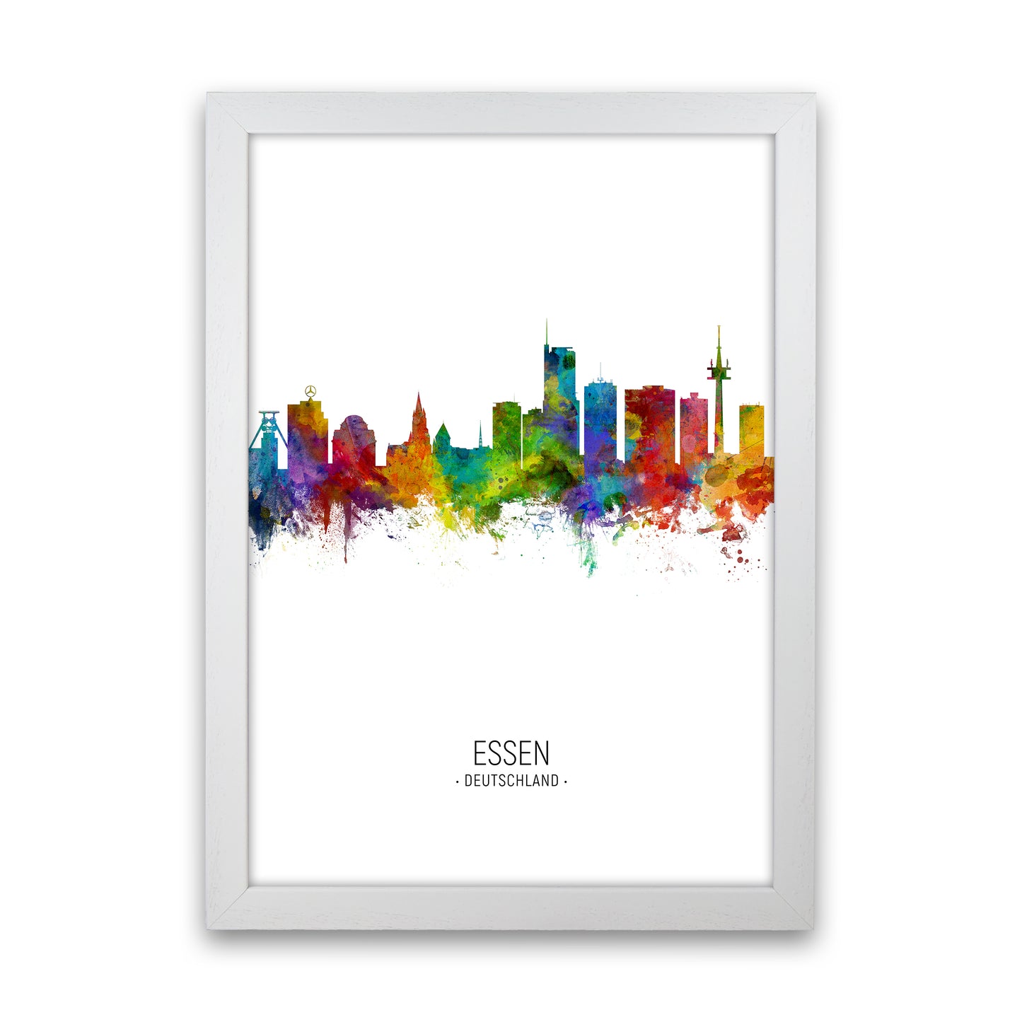 Essen Germany Skyline Portrait Art Print by Michael Tompsett White Grain
