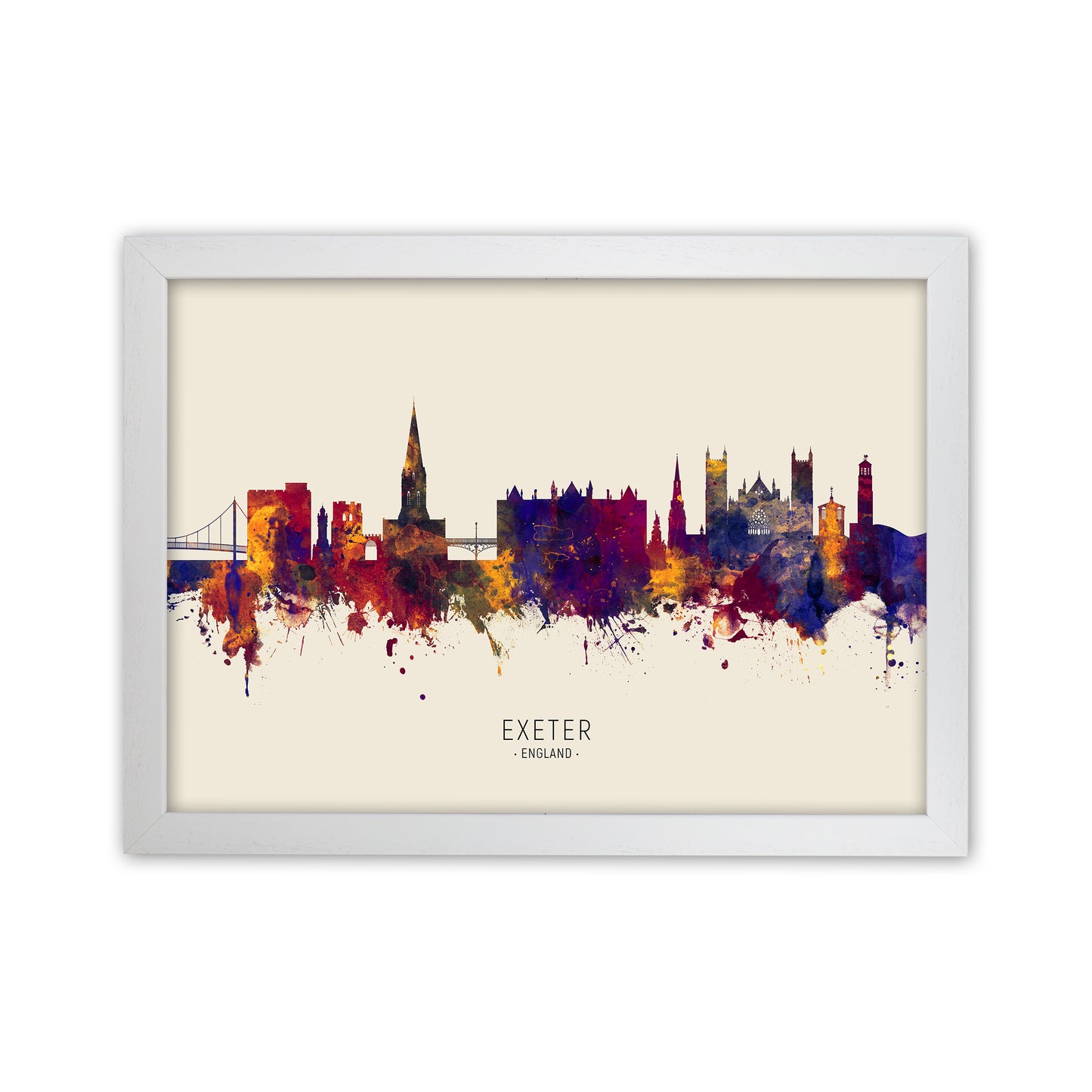 Exeter England Skyline Autumn City Name Art Print by Michael Tompsett White Grain
