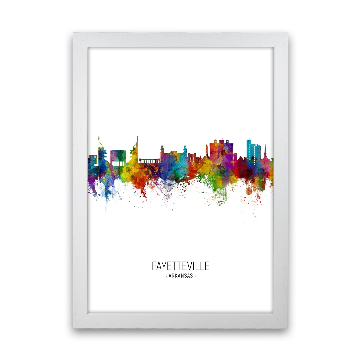 Fayetteville Arkansas Skyline Portrait Art Print by Michael Tompsett White Grain