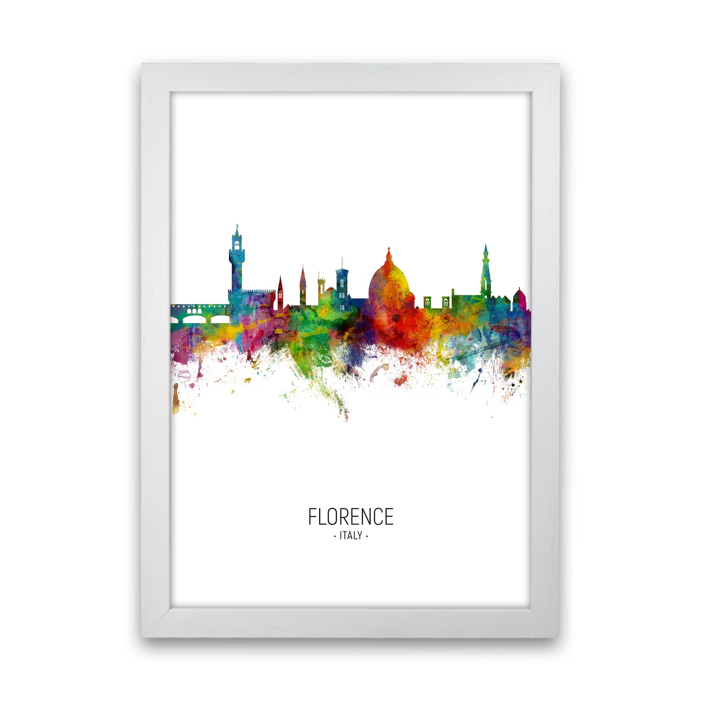 Florence Italy Skyline Portrait Art Print by Michael Tompsett White Grain