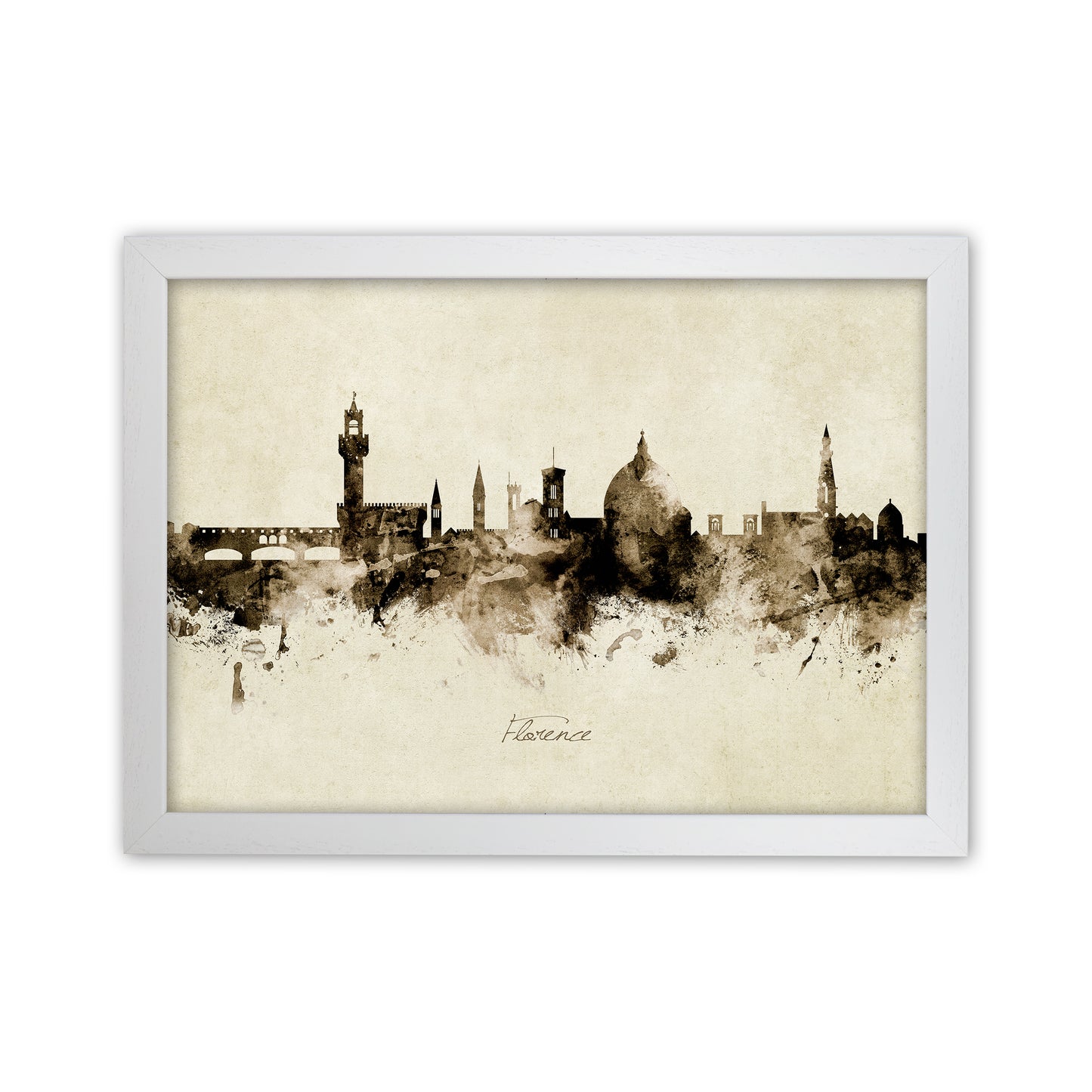 Florence Italy Skyline Vintage Art Print by Michael Tompsett White Grain