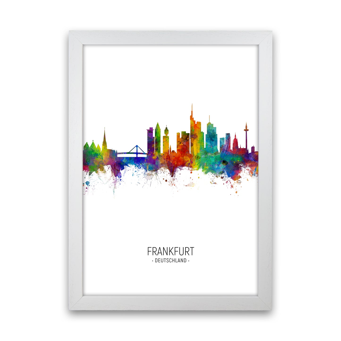 Frankfurt Germany Skyline Portrait Art Print by Michael Tompsett White Grain