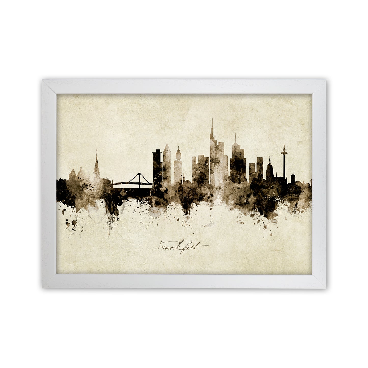 Frankfurt Germany Skyline Vintage Art Print by Michael Tompsett White Grain
