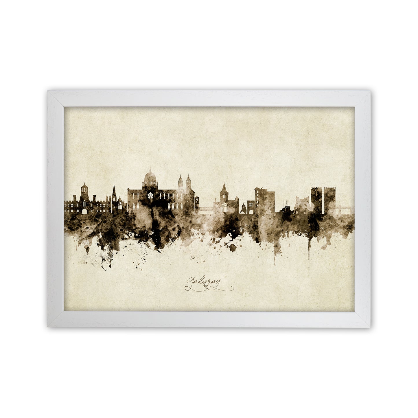Galway Ireland Skyline Vintage Art Print by Michael Tompsett White Grain