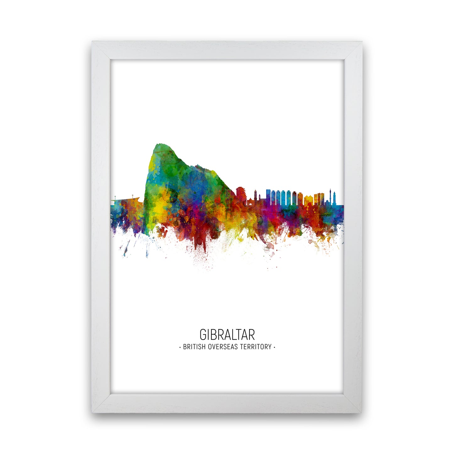 Gibraltar Skyline Portrait Art Print by Michael Tompsett White Grain