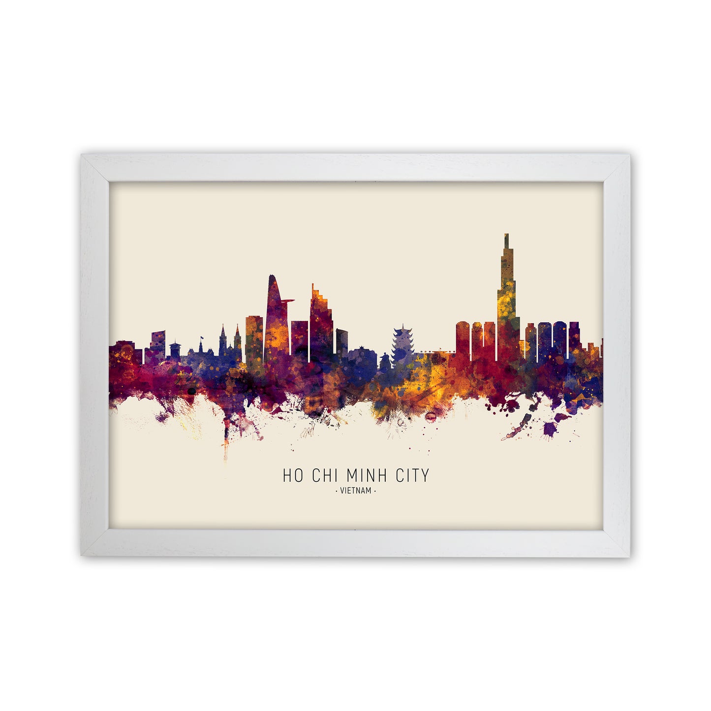 Ho Chi Minh City Vietnam Skyline Autumn City Name Art Print by Michael Tompsett White Grain