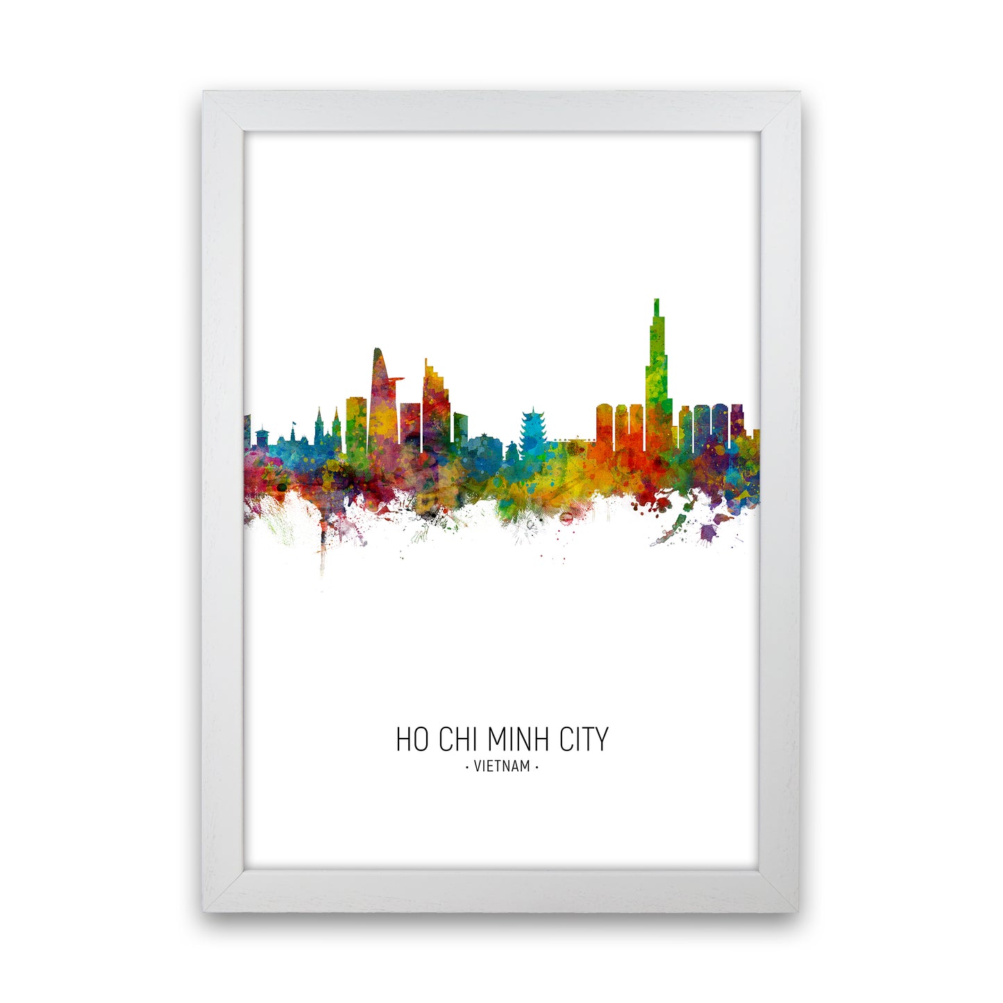 Ho Chi Minh City Vietnam Skyline Portrait Art Print by Michael Tompsett White Grain