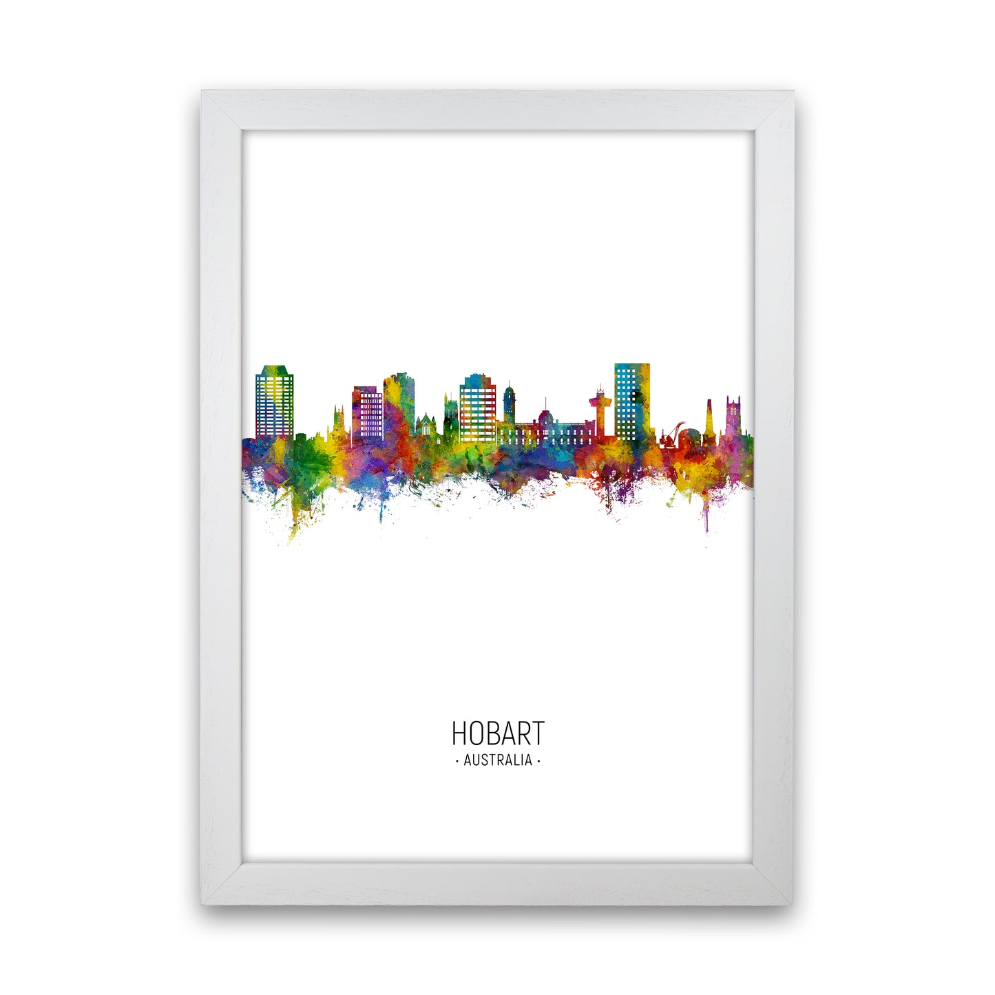 Hobart Australia Skyline Portrait Art Print by Michael Tompsett White Grain
