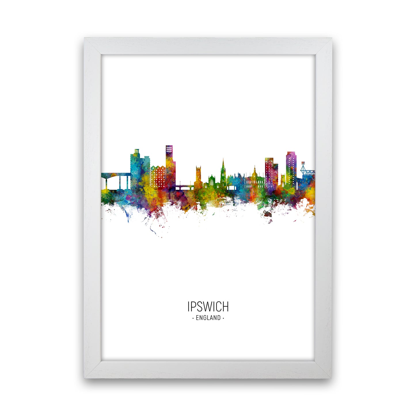 Ipswich England Skyline Portrait Art Print by Michael Tompsett White Grain