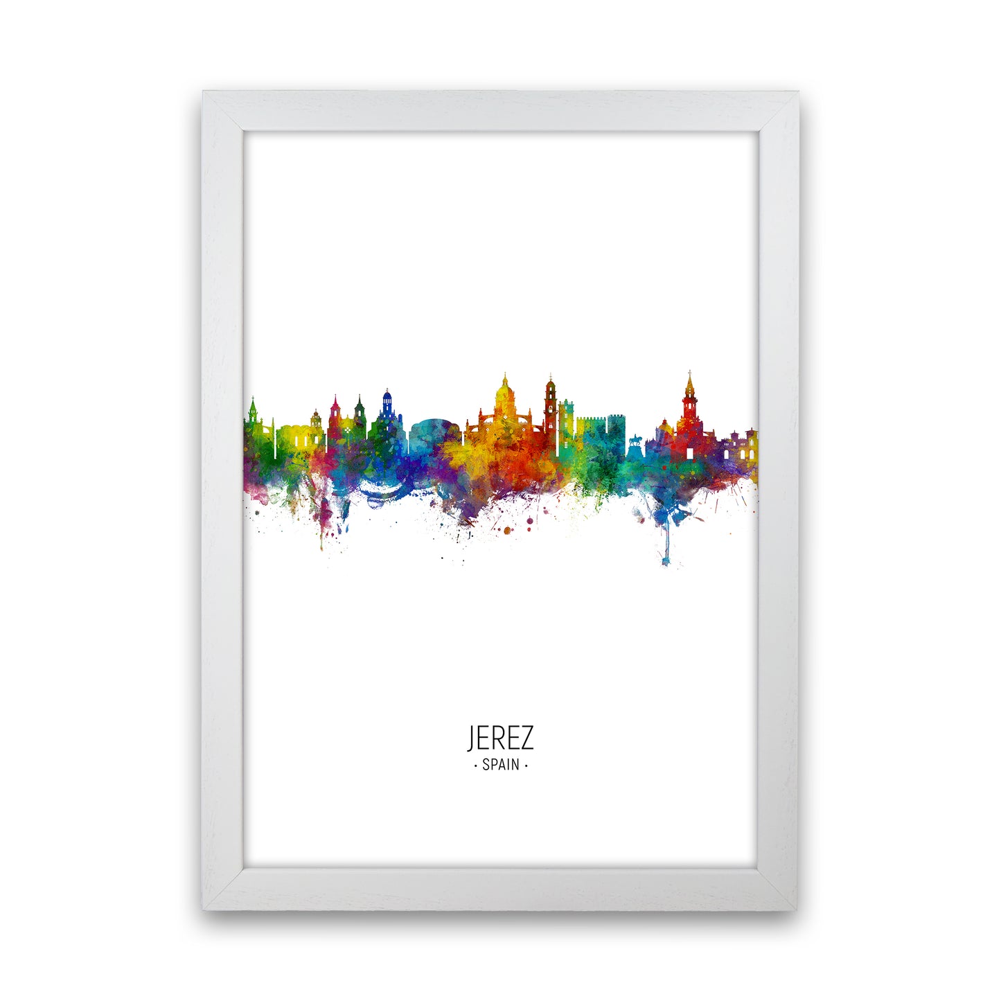 Jerez Spain Skyline Portrait Art Print by Michael Tompsett White Grain