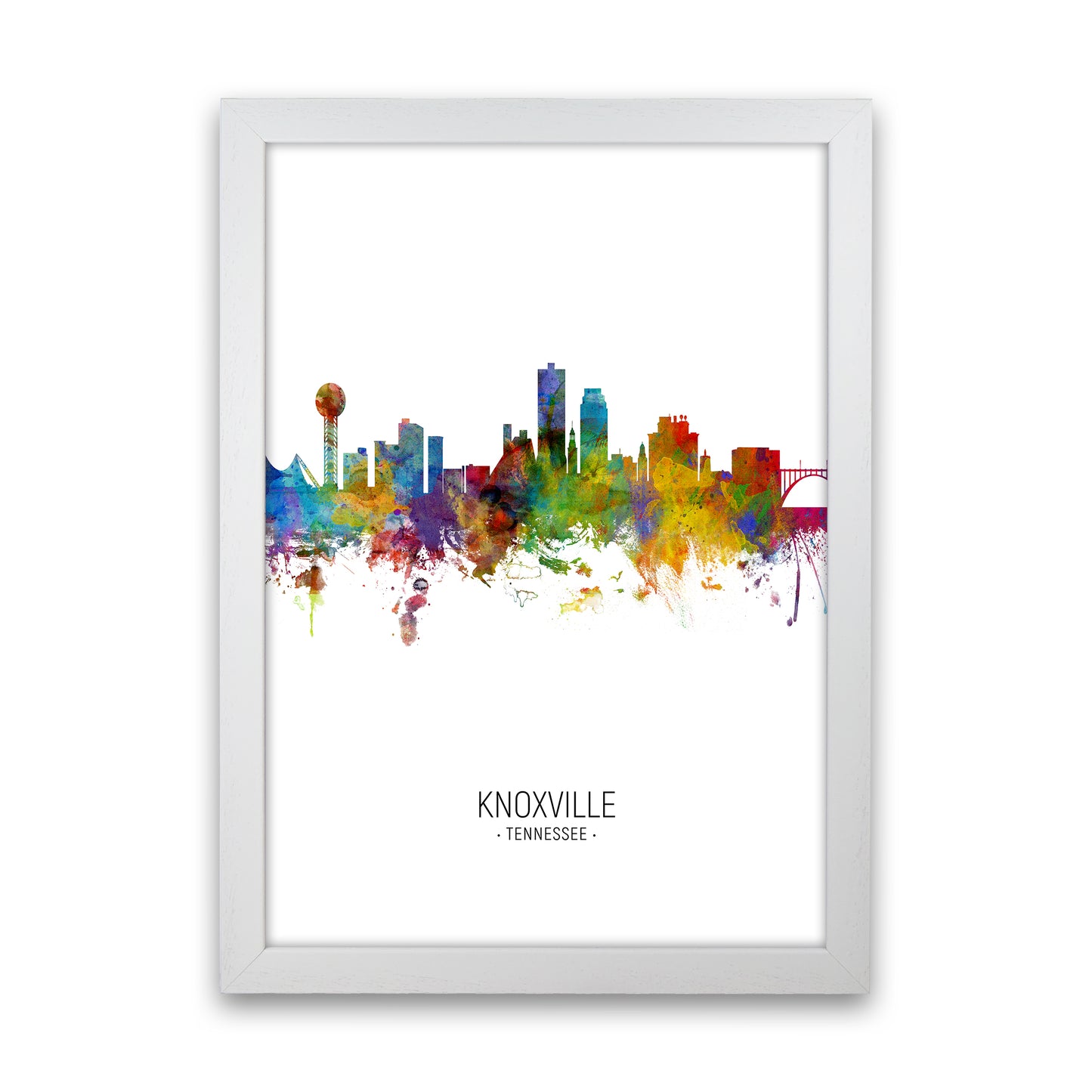 Knoxville Tennessee Skyline Portrait Art Print by Michael Tompsett White Grain