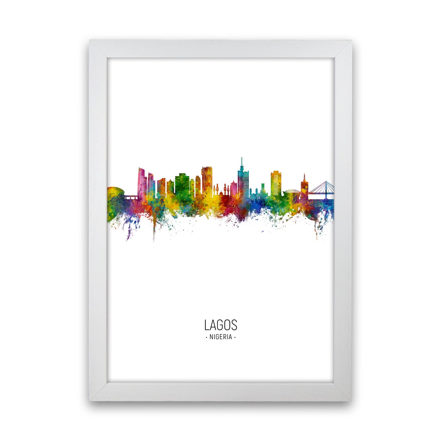 Lagos Nigeria Skyline Portrait Art Print by Michael Tompsett White Grain