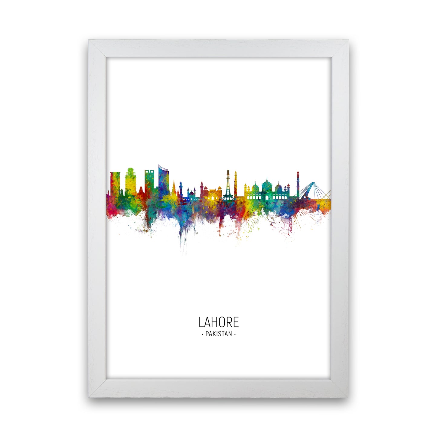Lahore Pakistan Skyline Portrait Art Print by Michael Tompsett White Grain