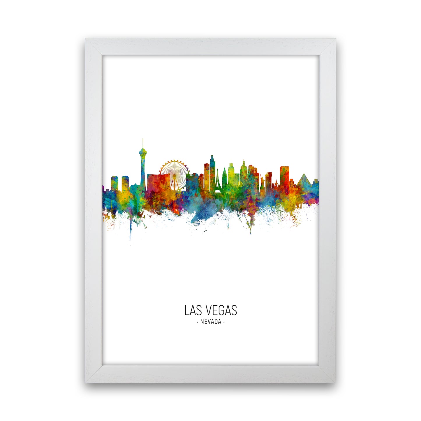 Las Vegas Nevada Skyline Portrait Art Print by Michael Tompsett White Grain