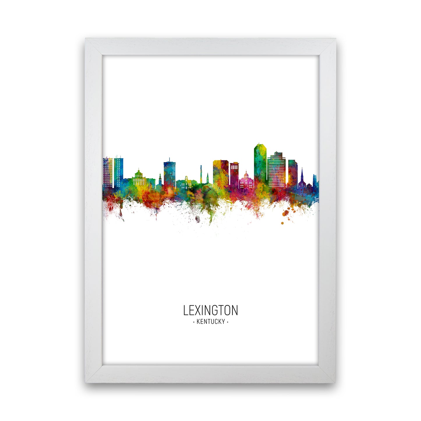 Lexington Kentucky Skyline Portrait Art Print by Michael Tompsett White Grain