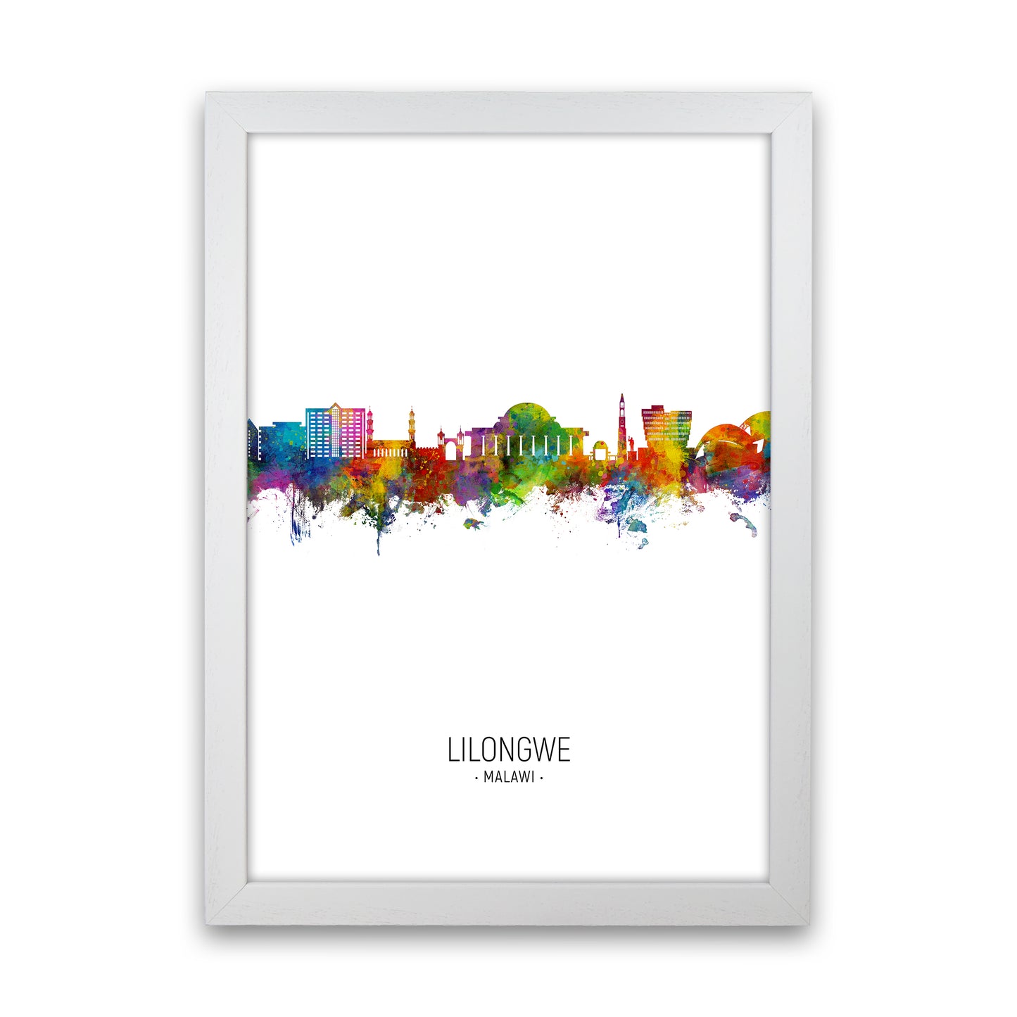 Lilongwe Malawi Skyline Portrait Art Print by Michael Tompsett White Grain