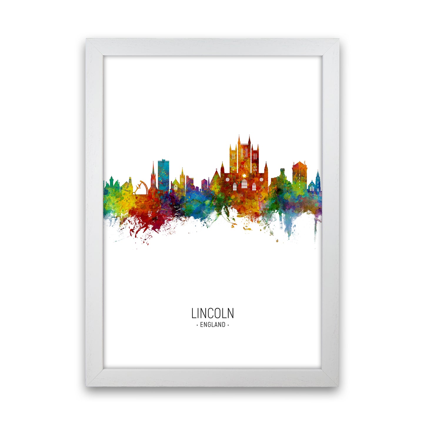 Lincoln England Skyline Portrait Art Print by Michael Tompsett White Grain