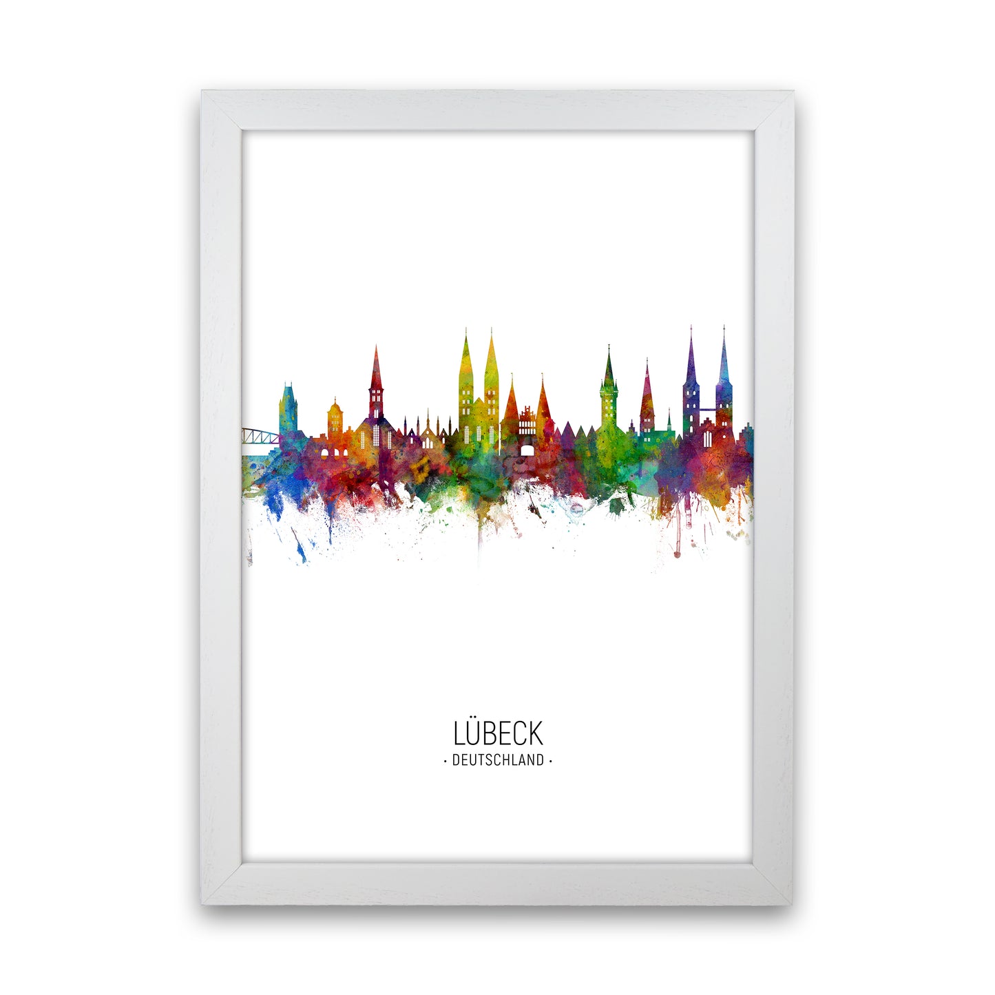 Lubeck Germany Skyline Portrait Art Print by Michael Tompsett White Grain