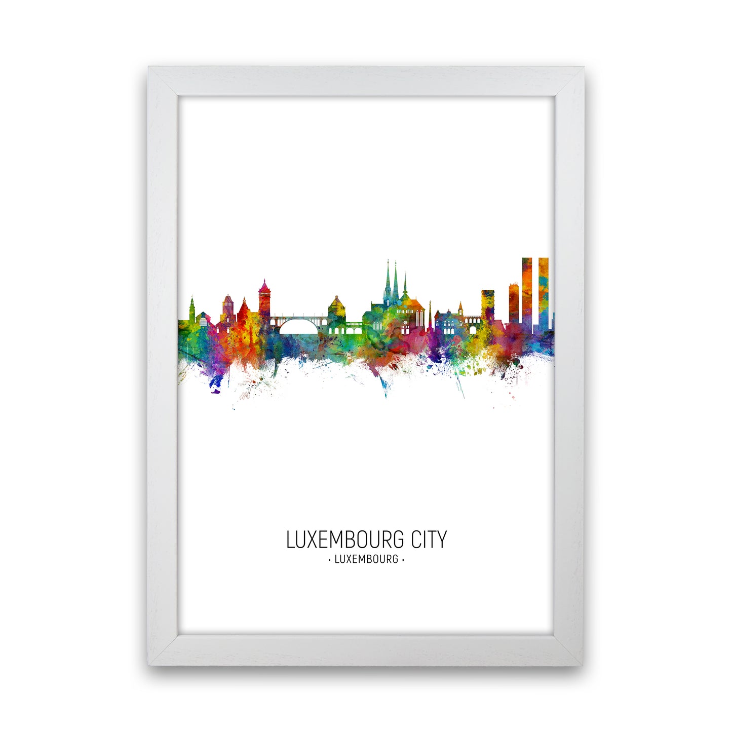 Luxembourg City Luxembourg Skyline Portrait Art Print by Michael Tompsett White Grain