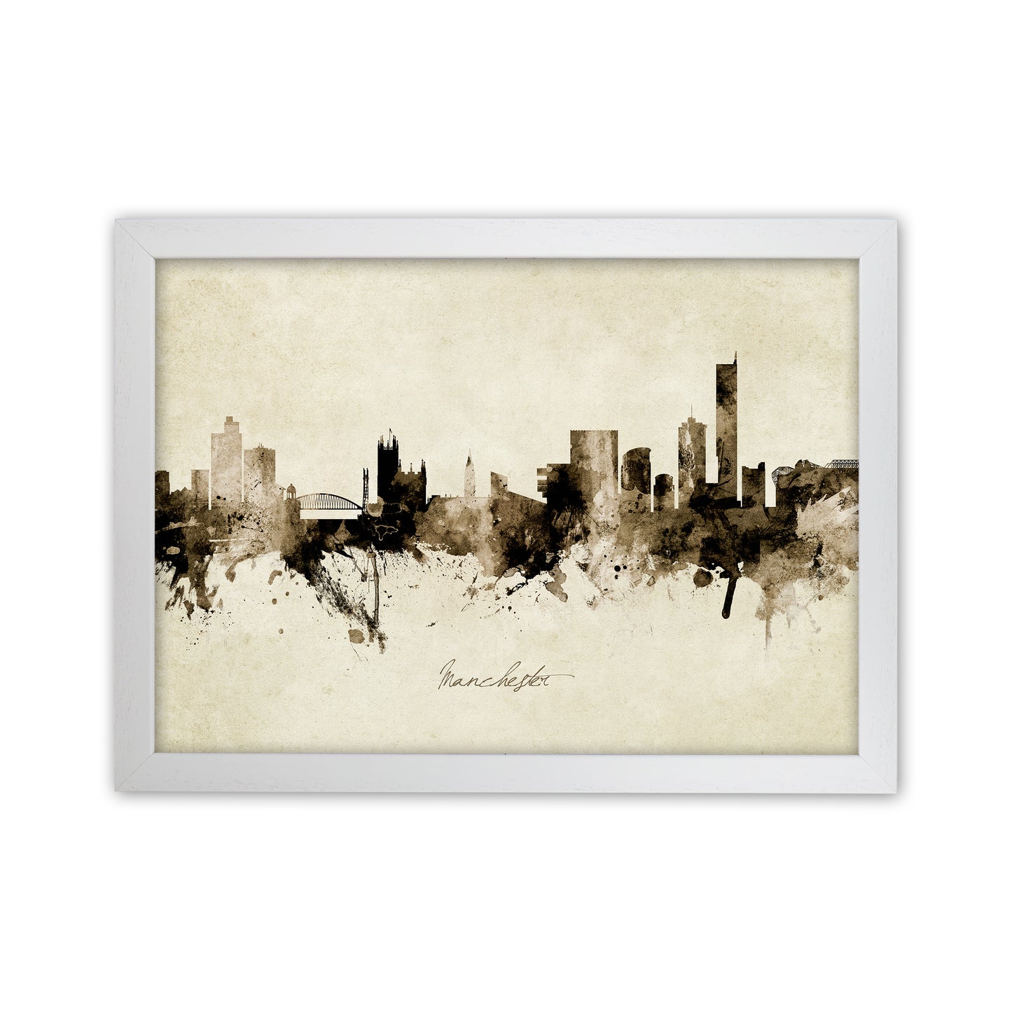 Manchester England Skyline Vintage Art Print by Michael Tompsett White Grain