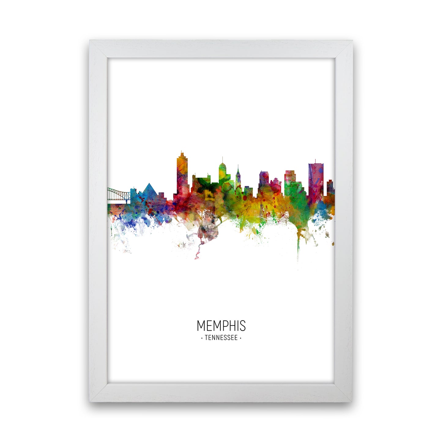 Memphis Tennessee Skyline Portrait Art Print by Michael Tompsett White Grain