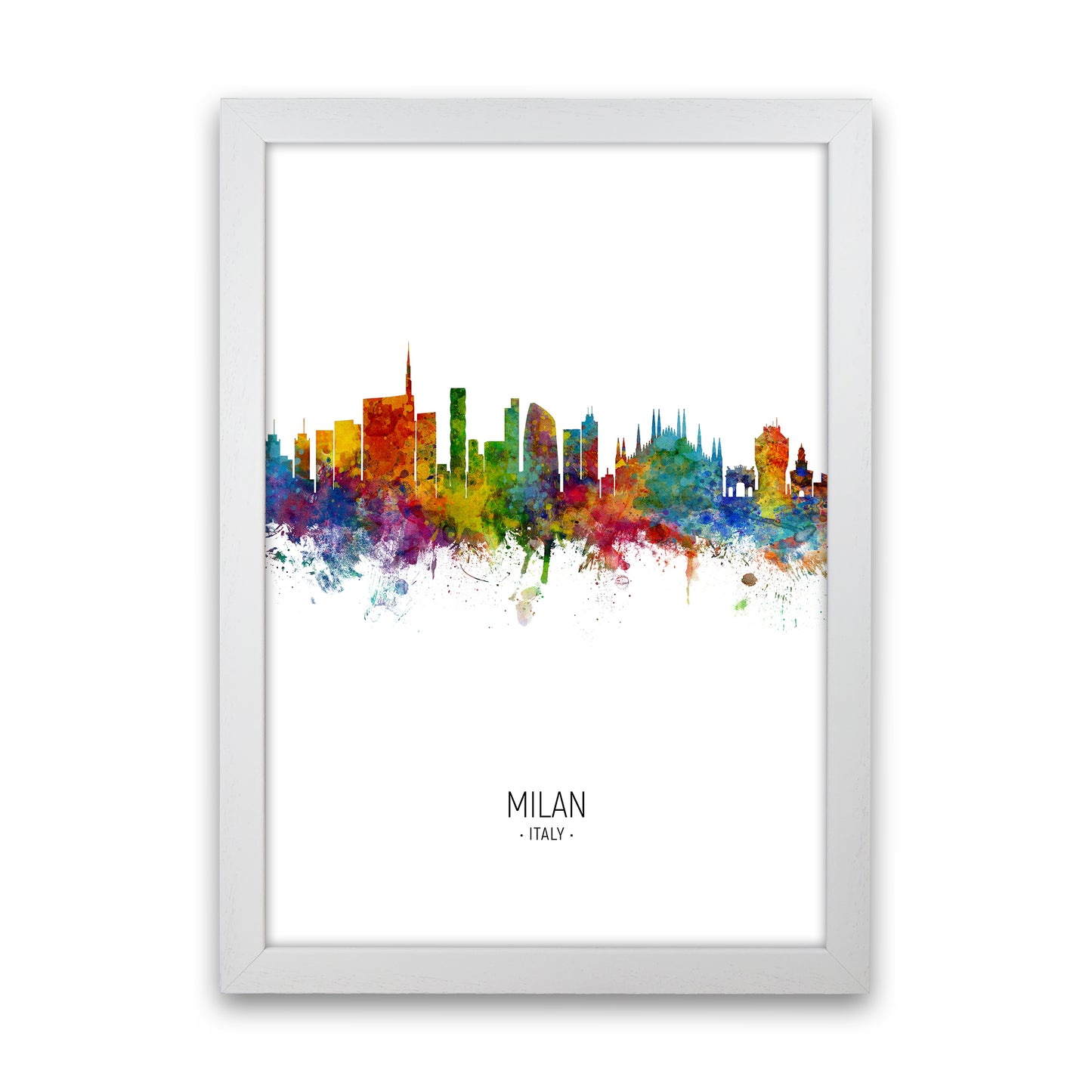 Milan Italy Skyline Portrait Art Print by Michael Tompsett White Grain