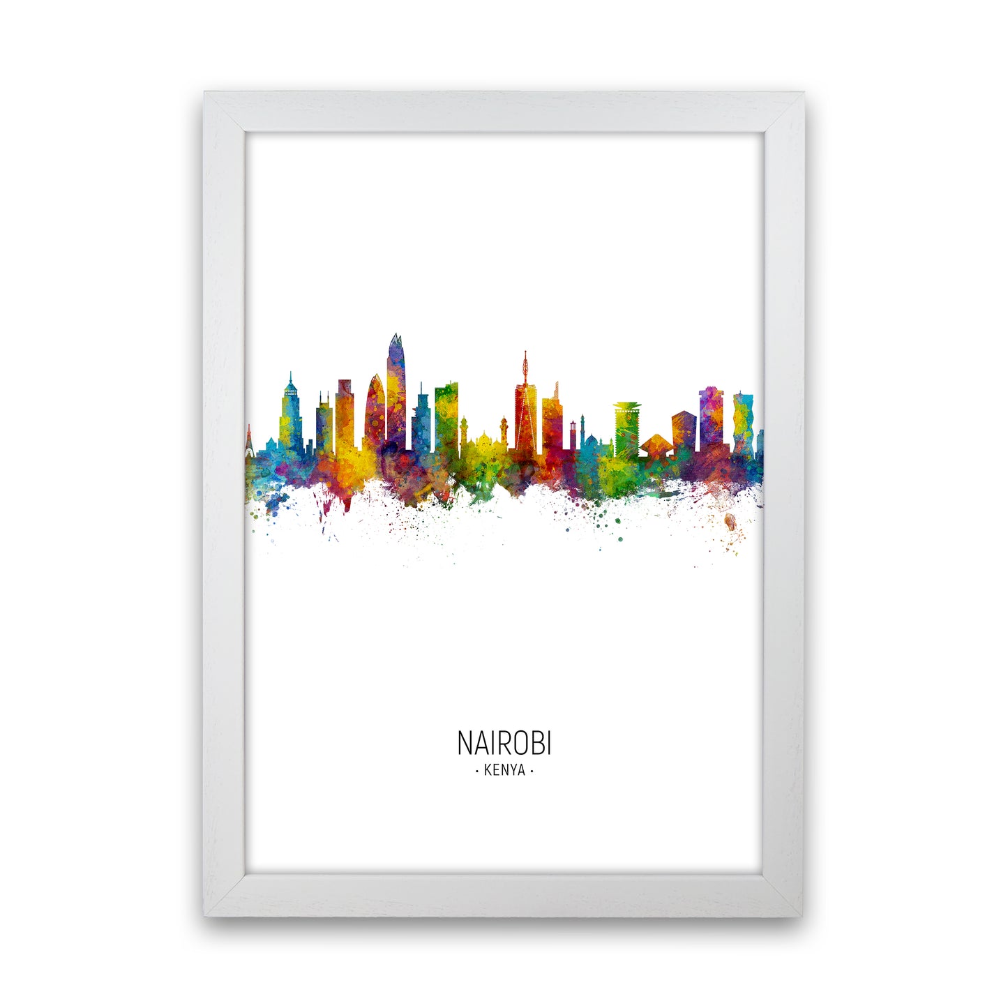 Nairobi Kenya Skyline Portrait Art Print by Michael Tompsett White Grain