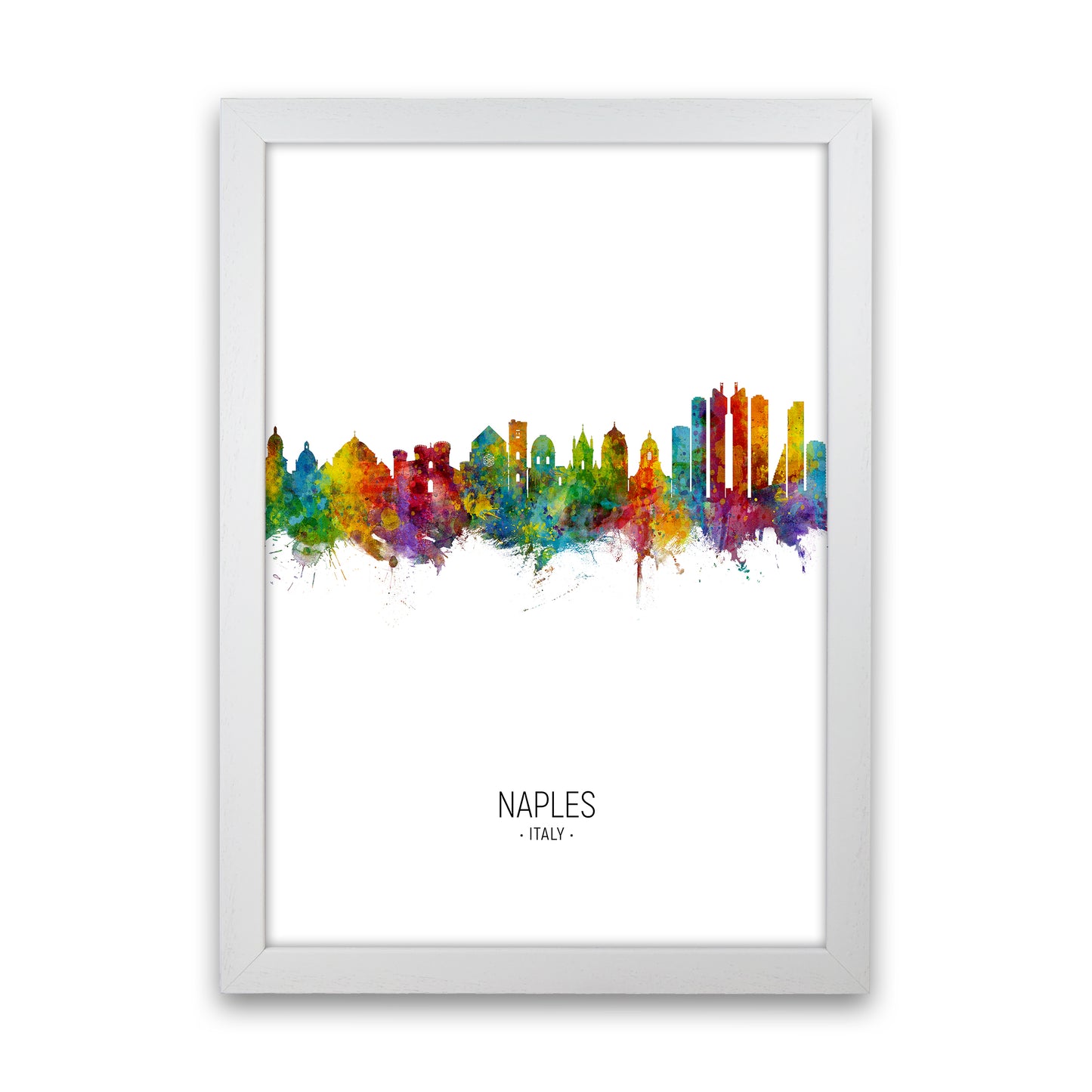 Naples Italy Skyline Portrait Art Print by Michael Tompsett White Grain