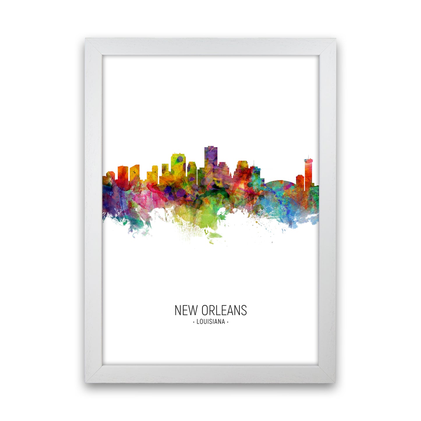 New Orleans Louisiana Skyline Portrait Art Print by Michael Tompsett White Grain