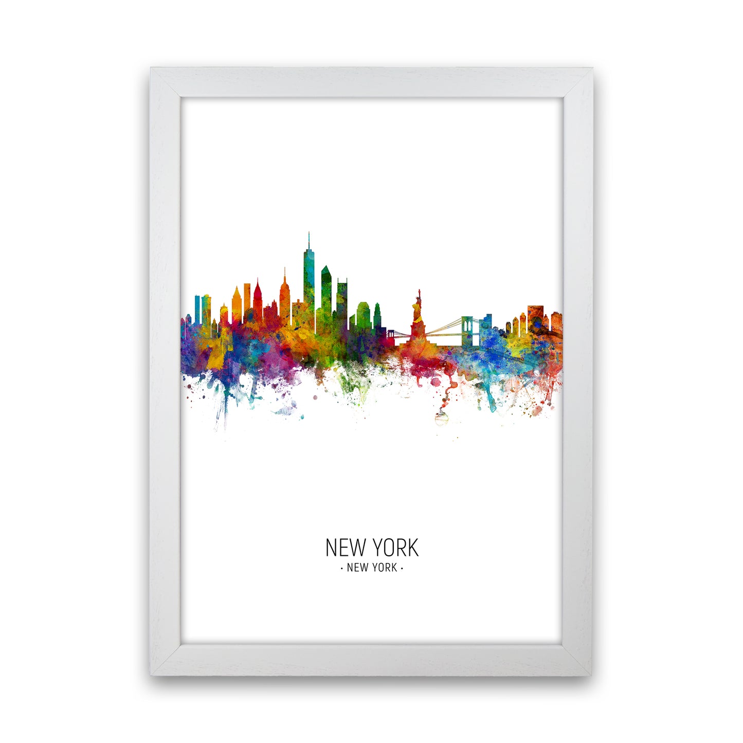 New York New York Skyline Portrait Art Print by Michael Tompsett White Grain