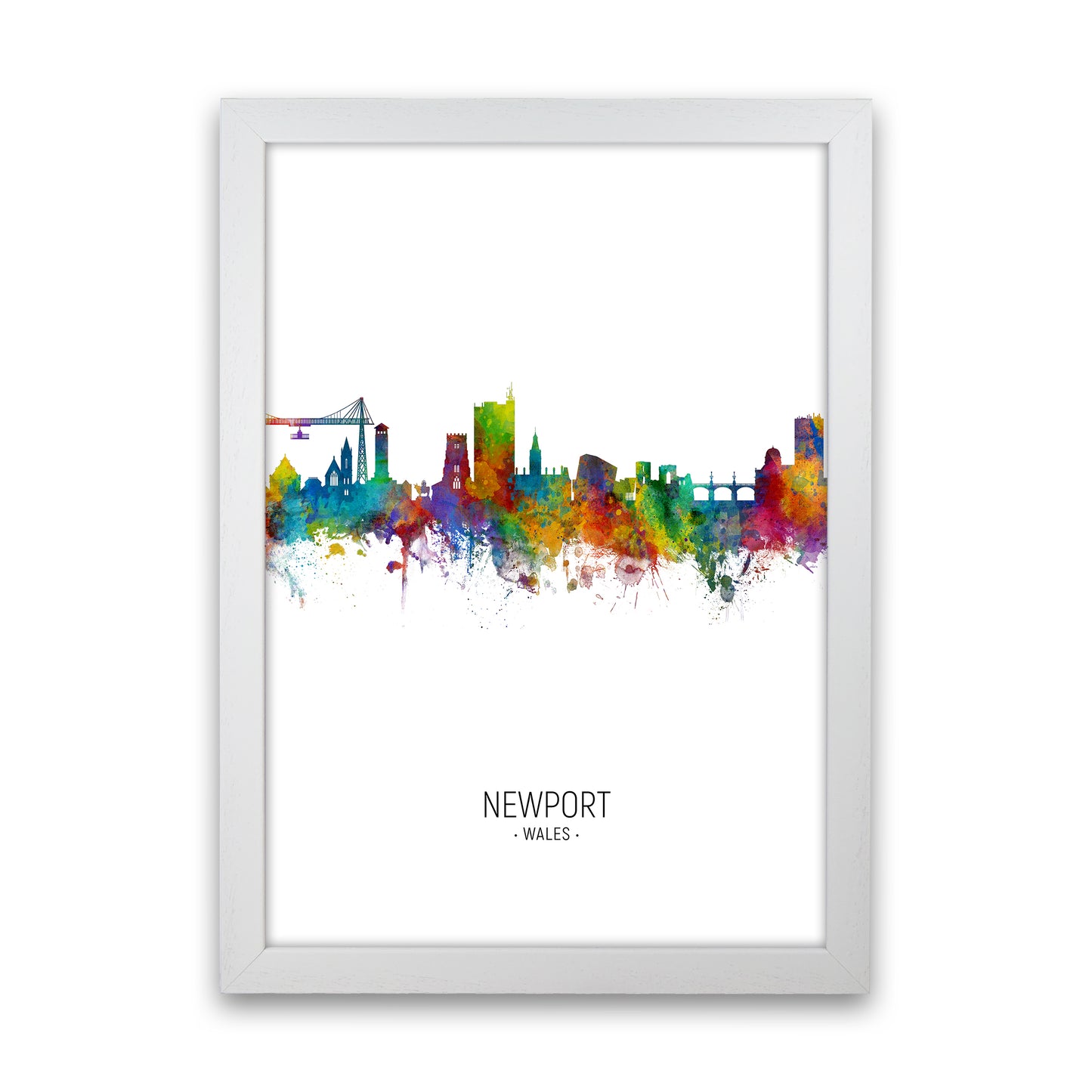 Newport Wales Skyline Portrait Art Print by Michael Tompsett White Grain