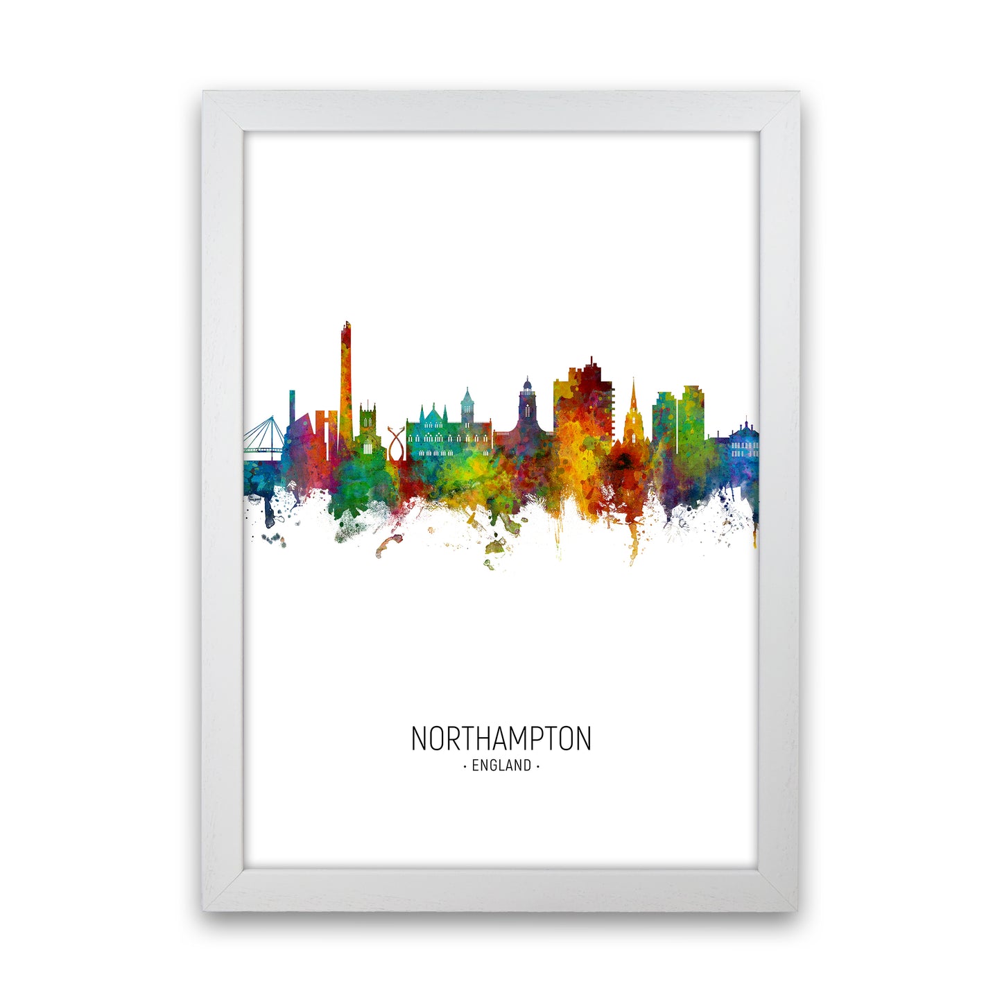 Northampton England Skyline Portrait Art Print by Michael Tompsett White Grain