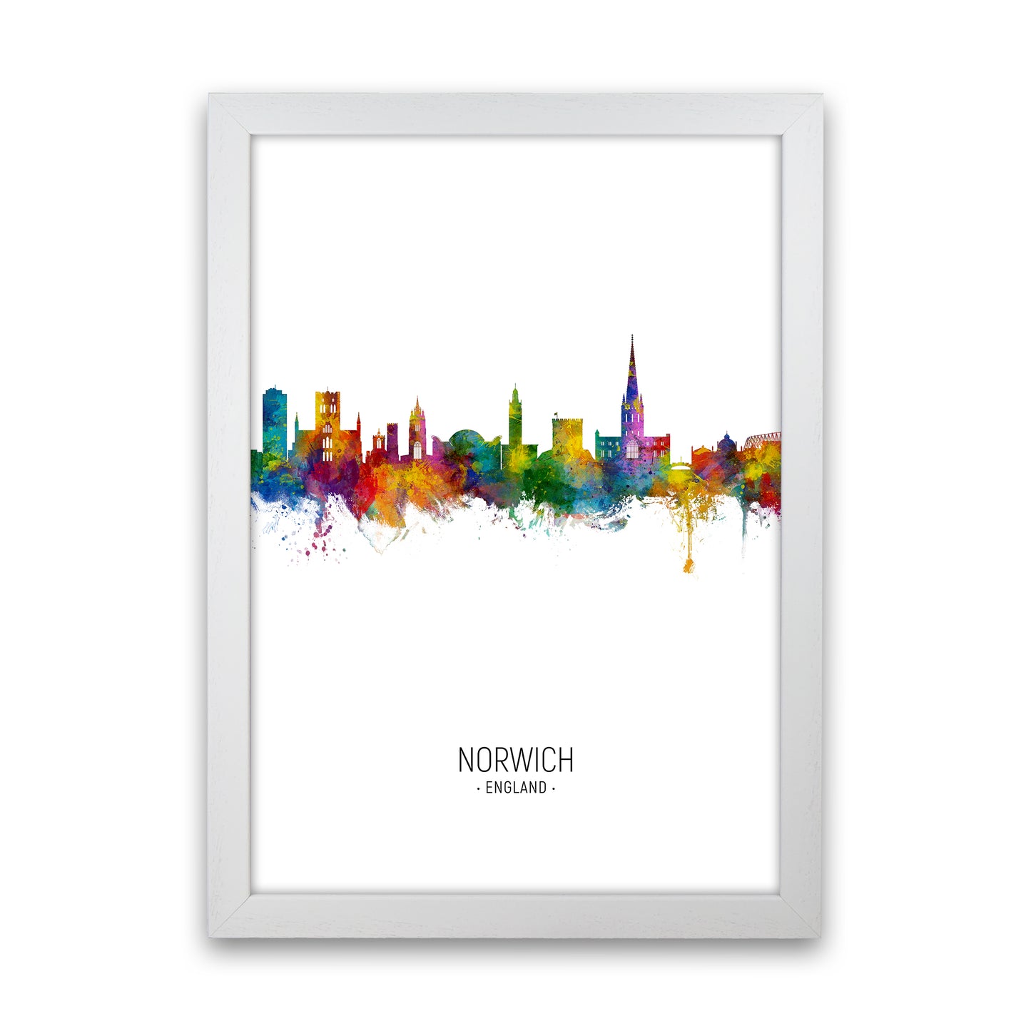 Norwich England Skyline Portrait Art Print by Michael Tompsett White Grain