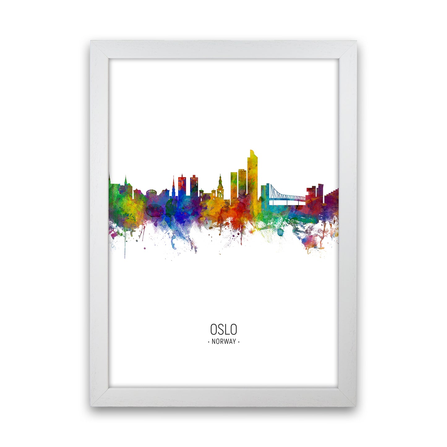 Oslo Norway Skyline Portrait Art Print by Michael Tompsett White Grain