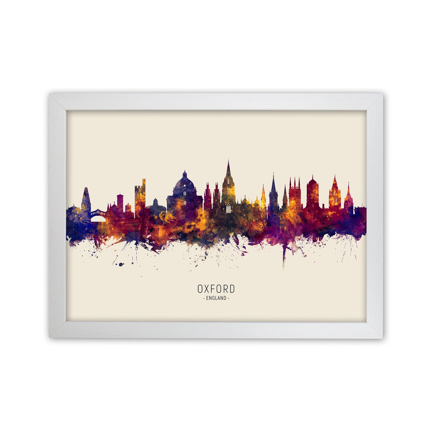Oxford England Skyline Autumn City Name Art Print by Michael Tompsett White Grain