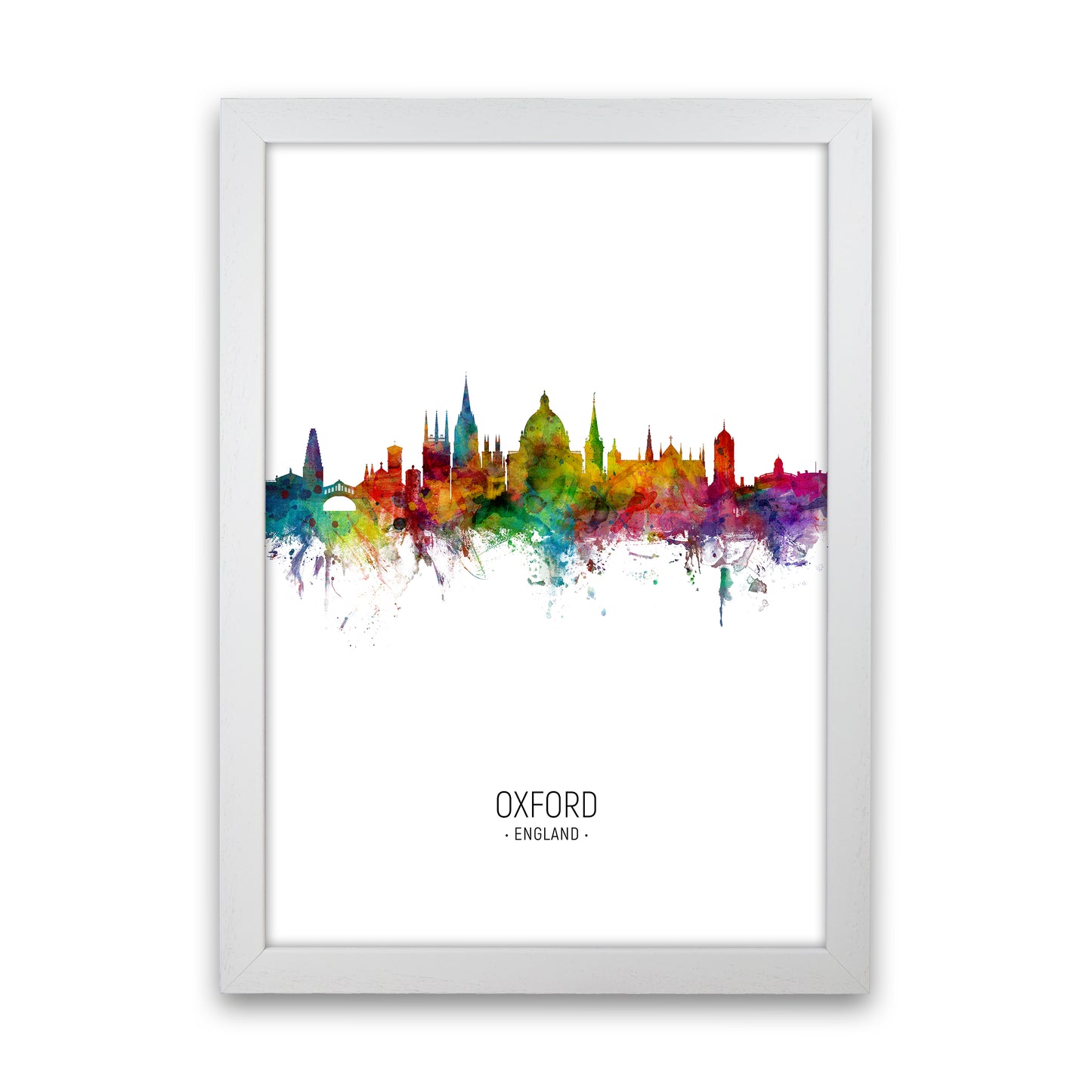 Oxford England Skyline Portrait Art Print by Michael Tompsett White Grain