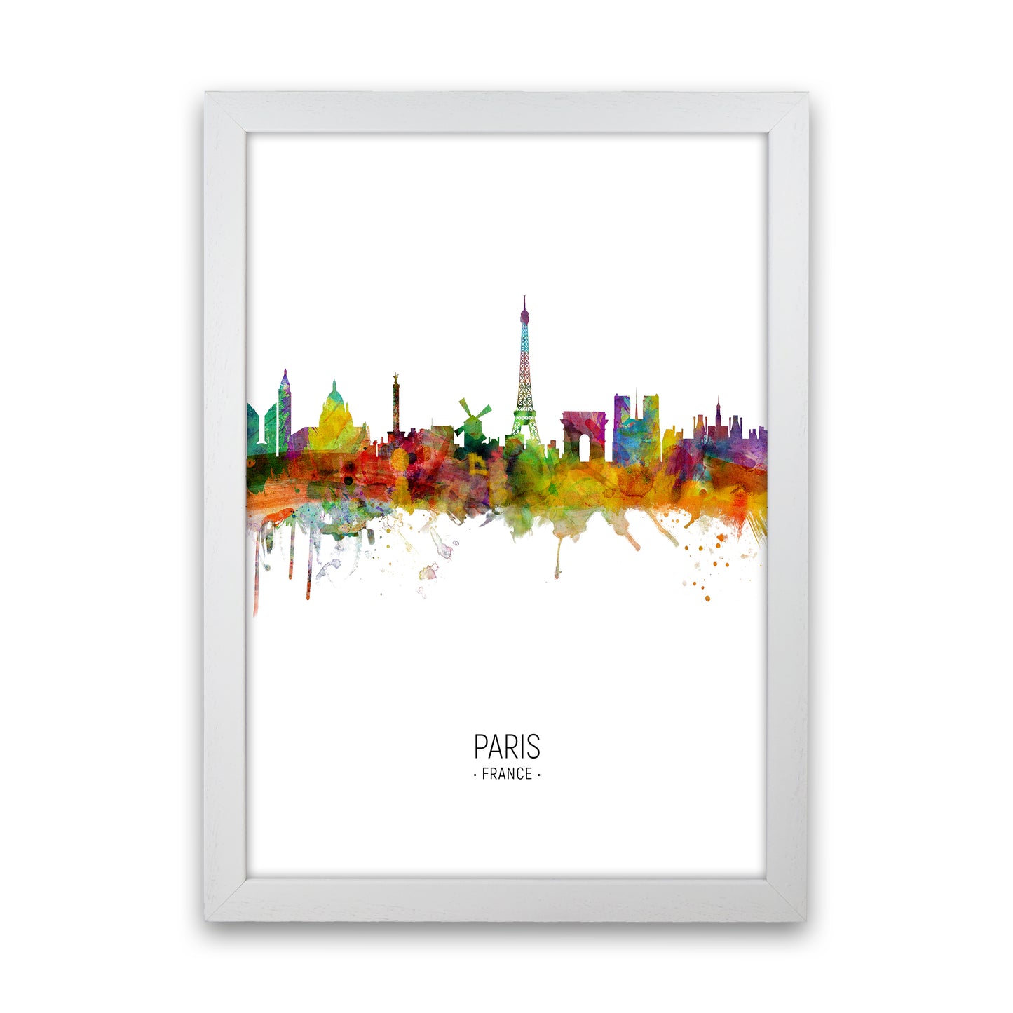 Paris France Skyline Portrait Art Print by Michael Tompsett White Grain