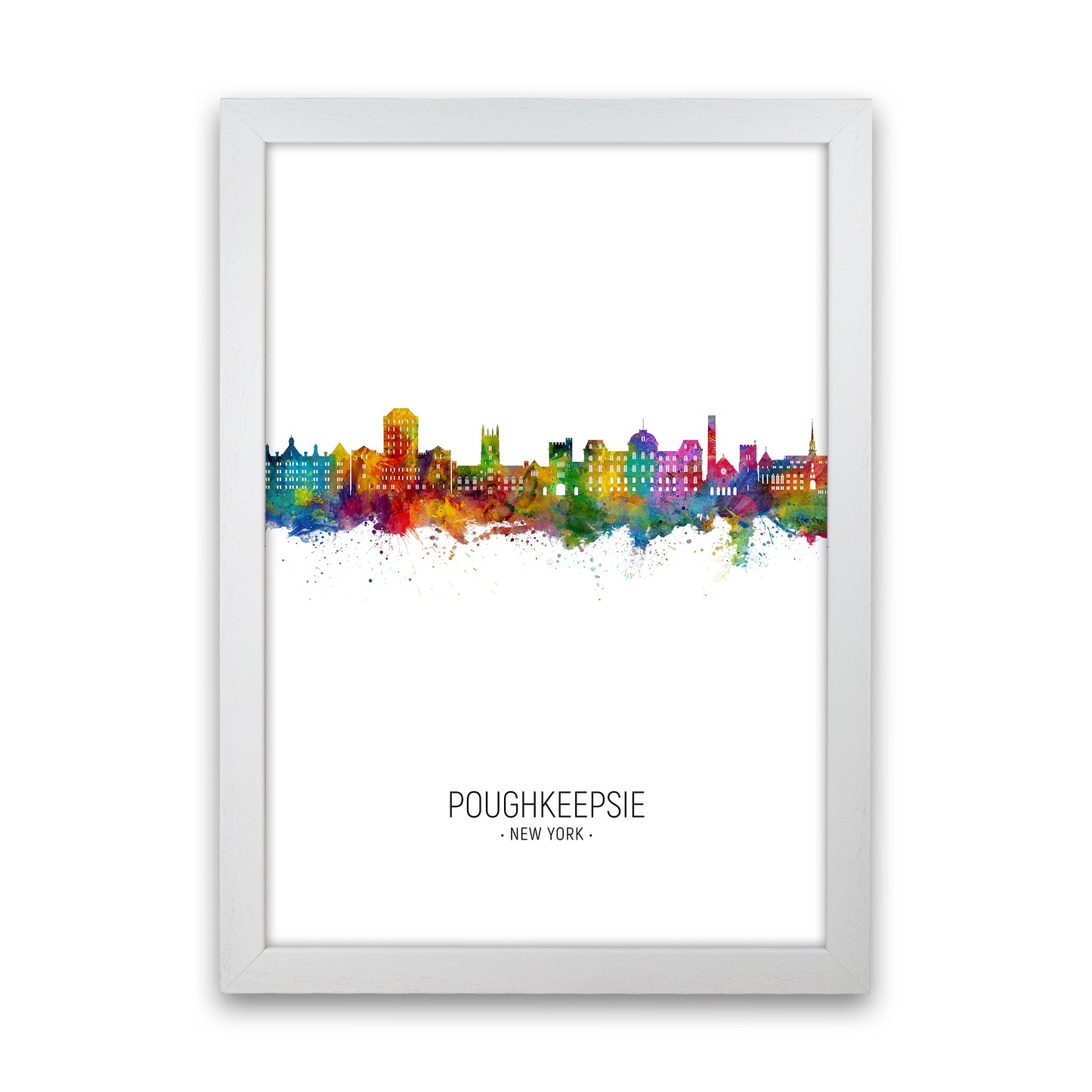 Poughkeepsie New York Skyline Portrait Art Print by Michael Tompsett White Grain