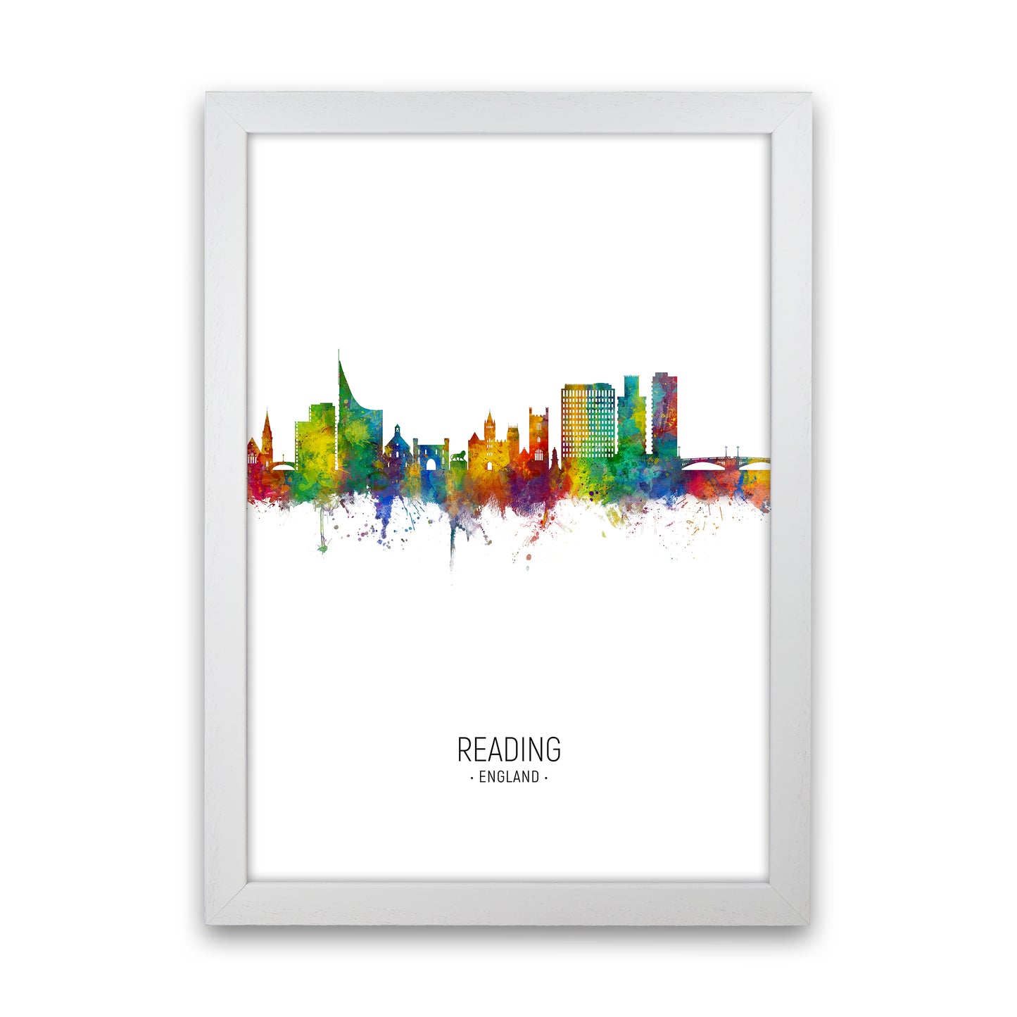 Reading England Skyline Portrait Art Print by Michael Tompsett White Grain