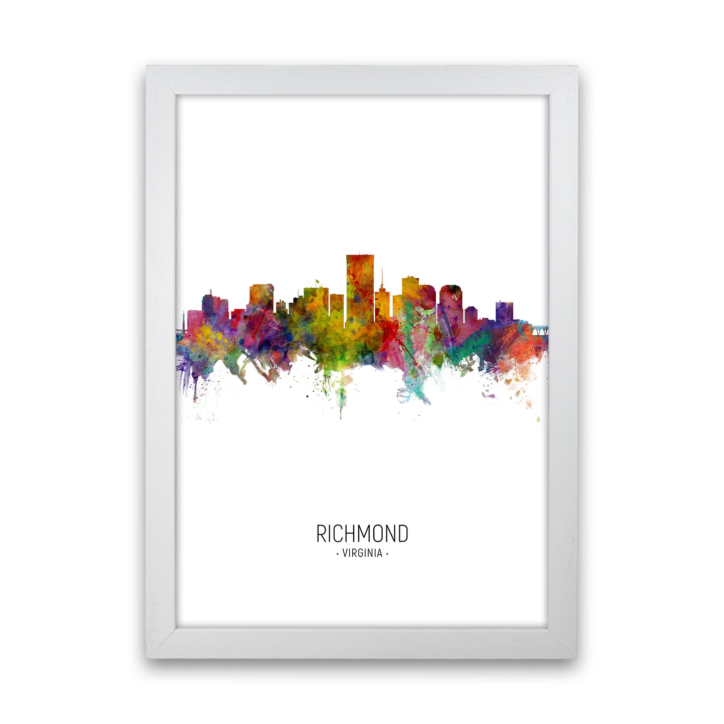 Richmond Virginia Skyline Portrait Art Print by Michael Tompsett White Grain