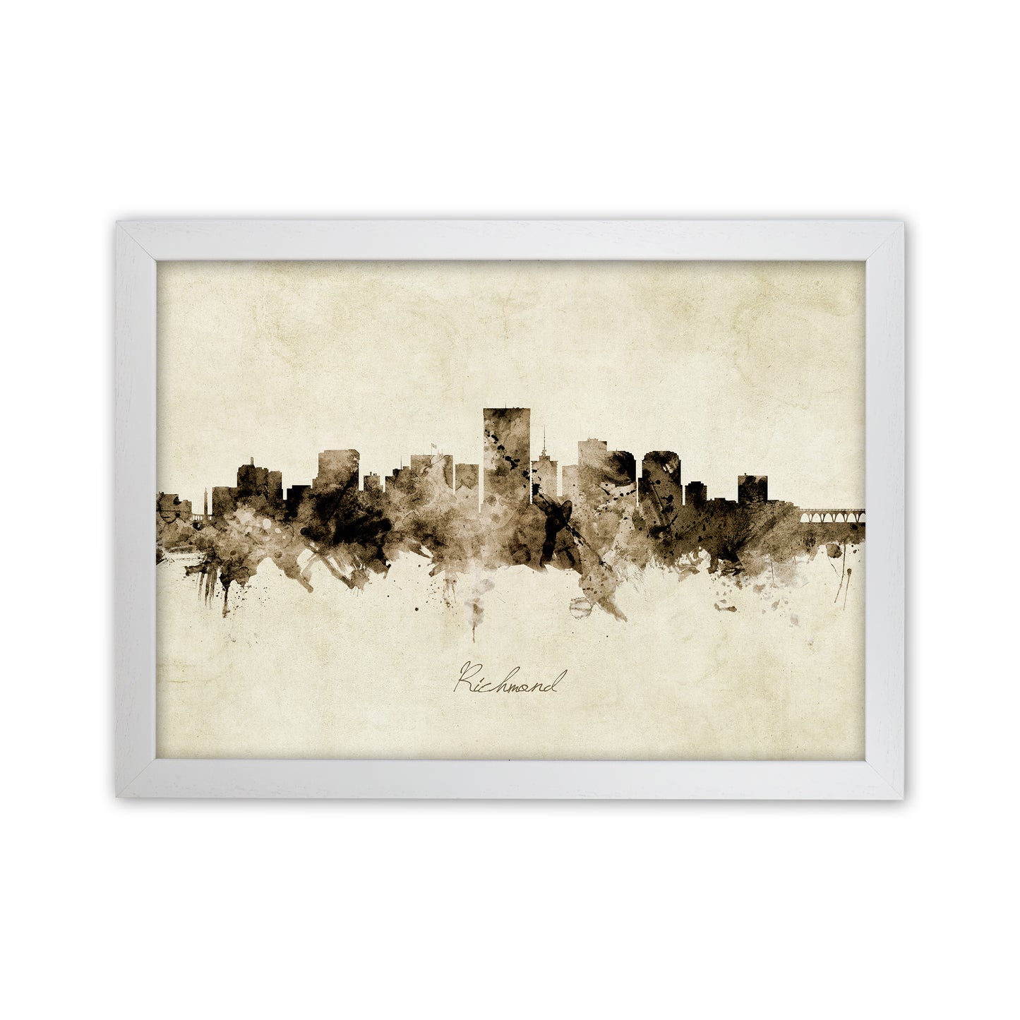 Richmond Virginia Skyline Vintage Art Print by Michael Tompsett White Grain